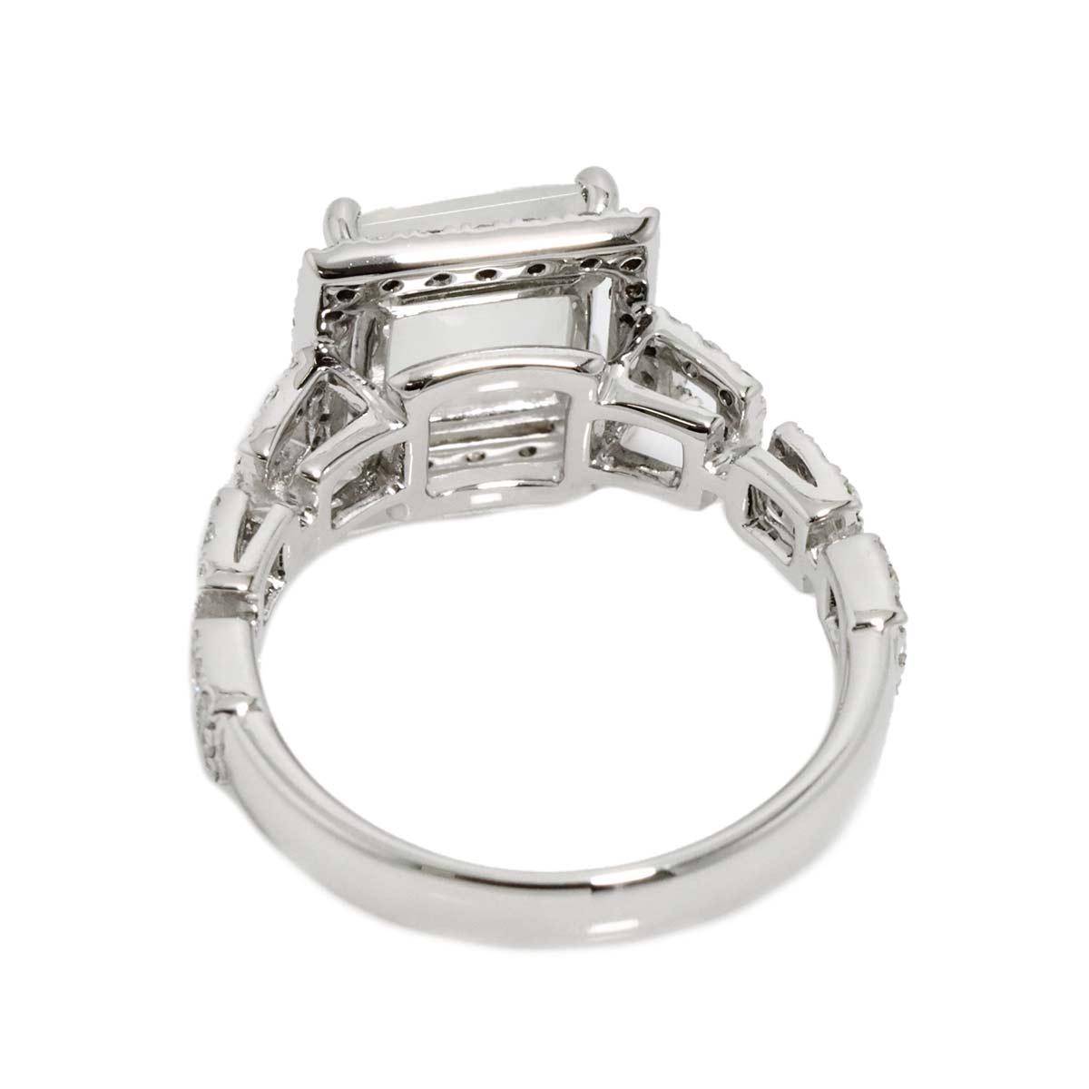 Felspar 2.14ct Diamond 0.49ct Ring 18K K18 WG White Gold size6(US)