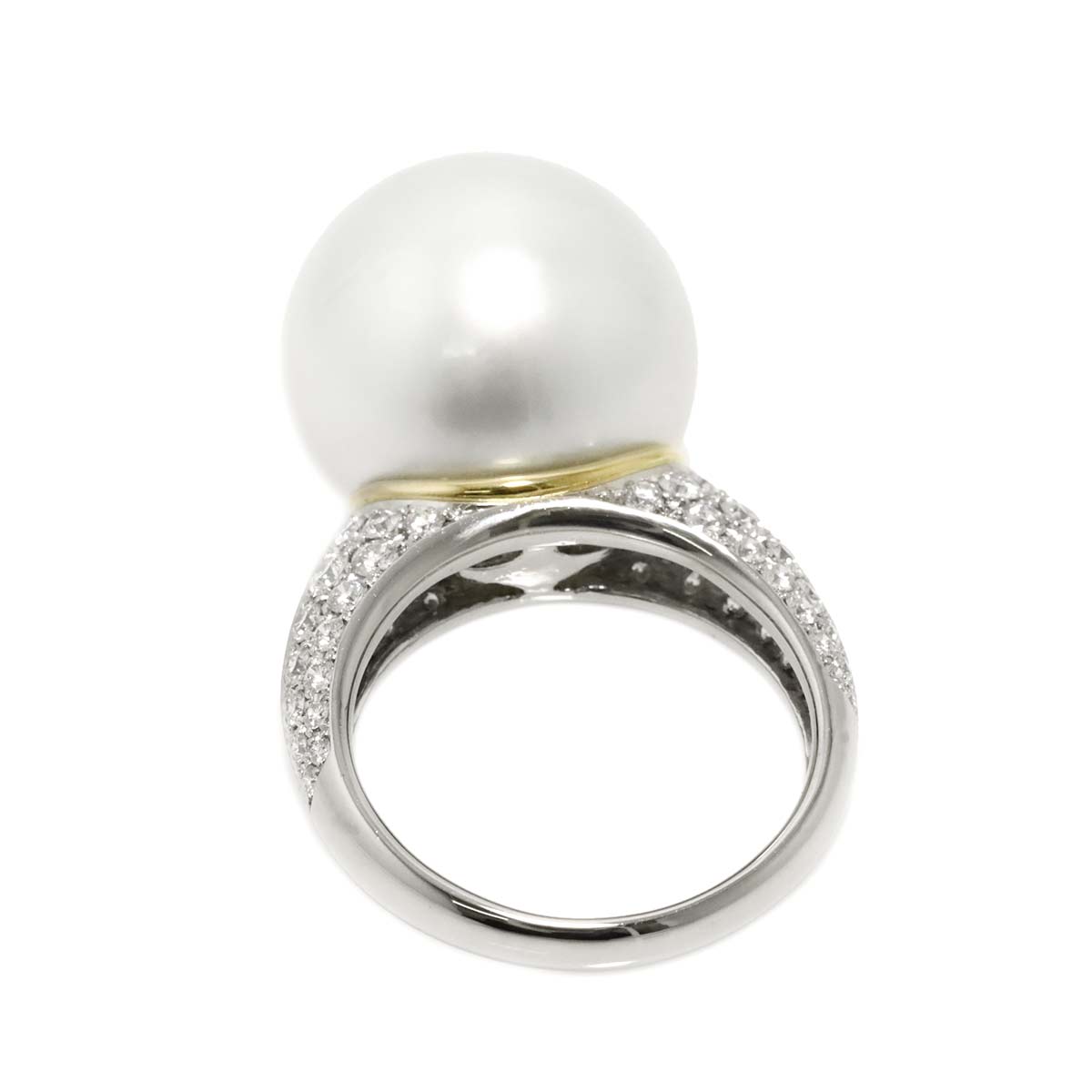 South Sea pearl 16.2mm Diamond 0.87ct Ring Pt Platinum 6.25-6.5(US)