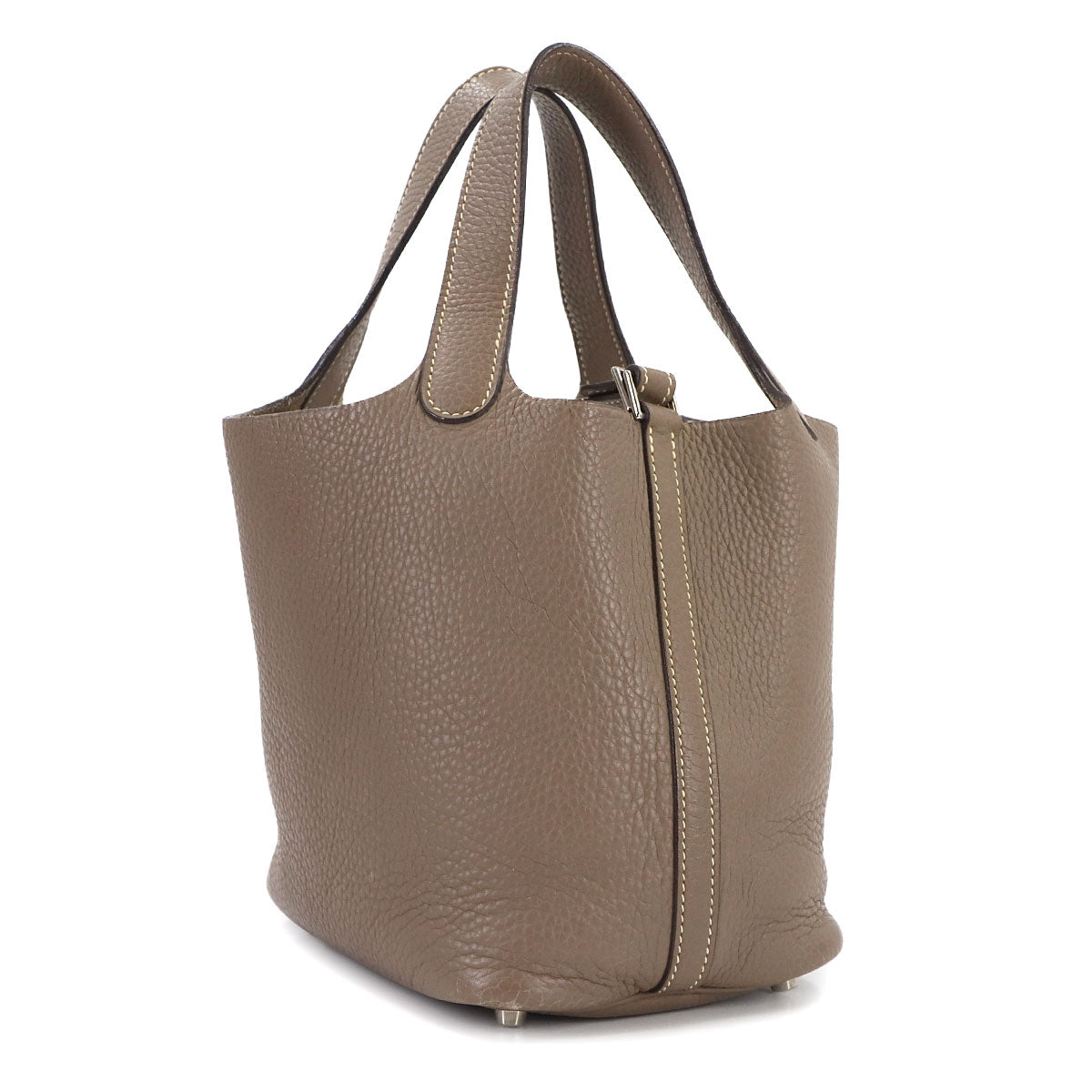 Picotin PM Hand Bag Taurillon Clemence Leather Etoupe