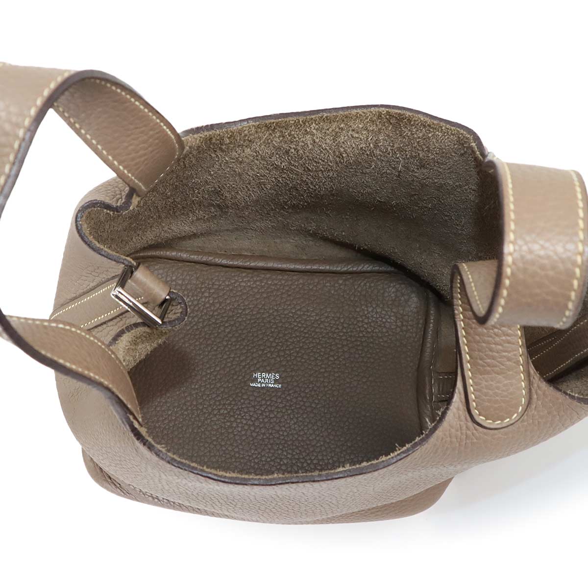 Picotin PM Hand Bag Taurillon Clemence Leather Etoupe