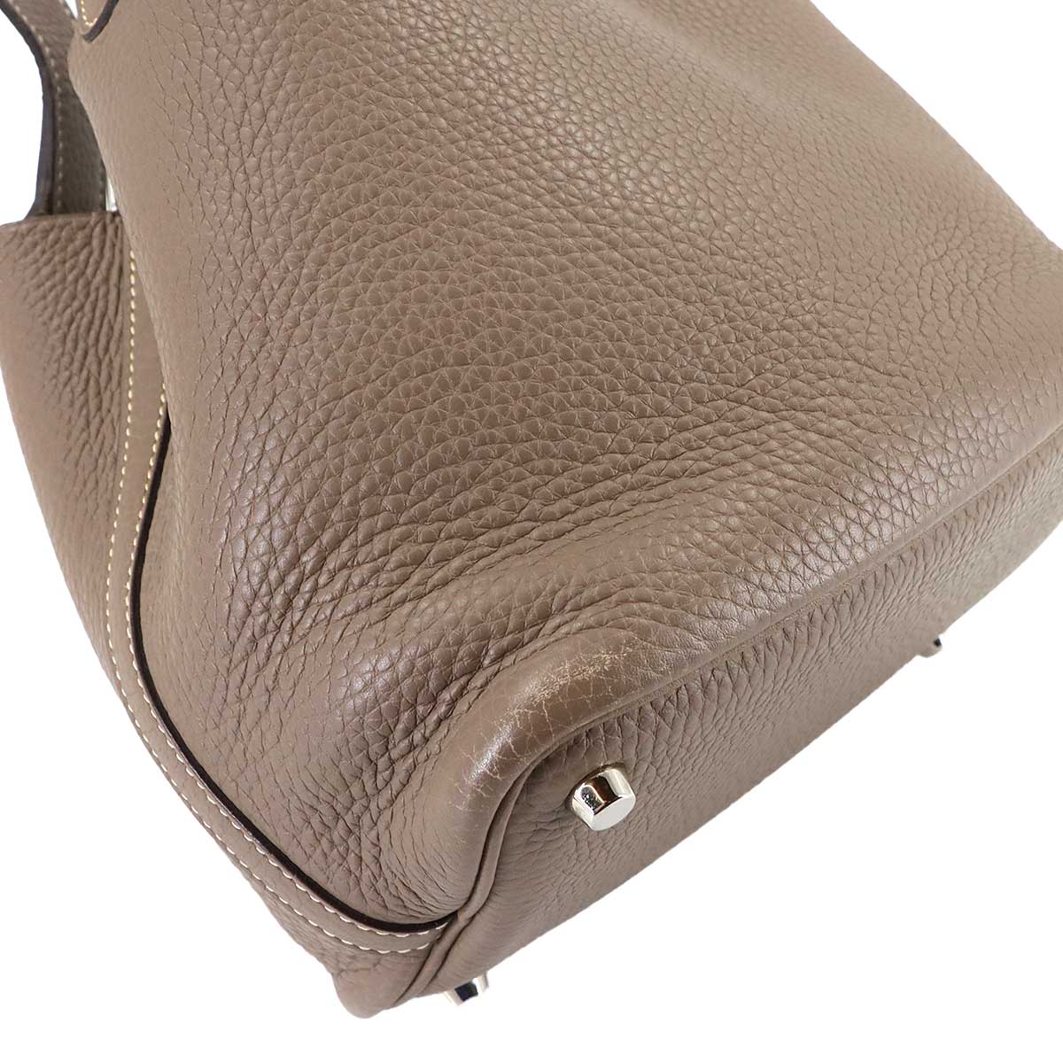 Picotin PM Hand Bag Taurillon Clemence Leather Etoupe