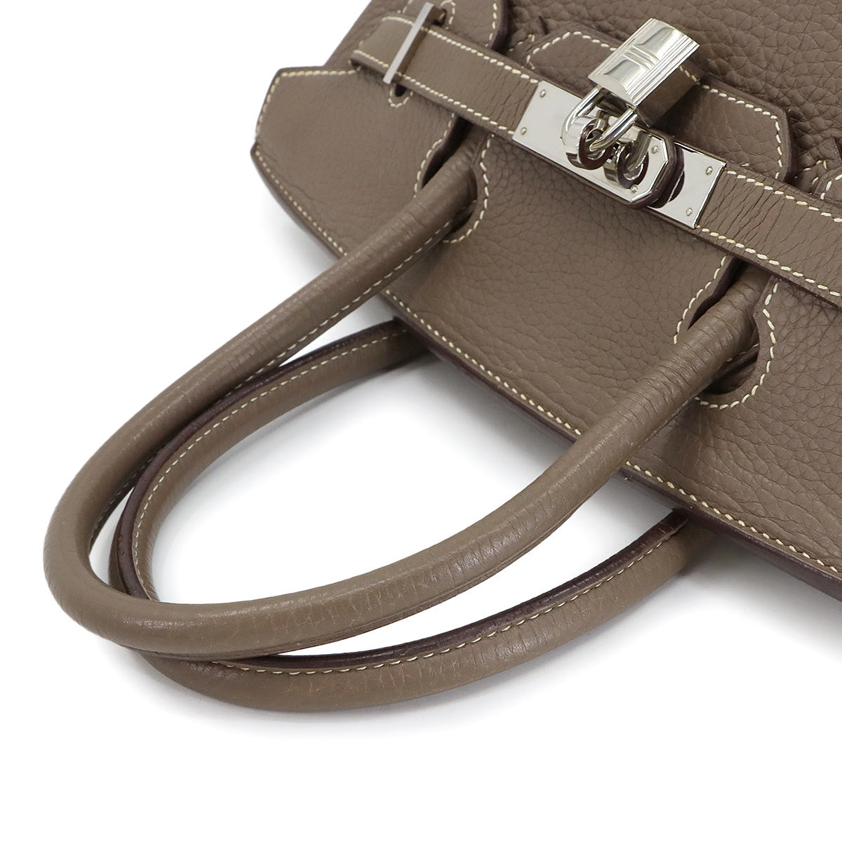 Birkin 30 Taurillon Clemence Etoupe Hand Bag Purse Beige