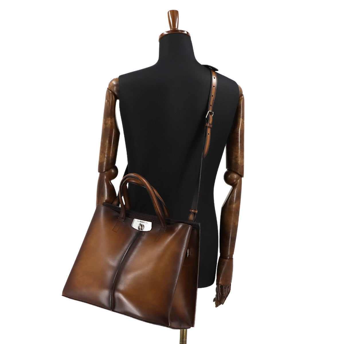 Luti 38 Tote Shoulder Bag Venezia Leather Brown Purse