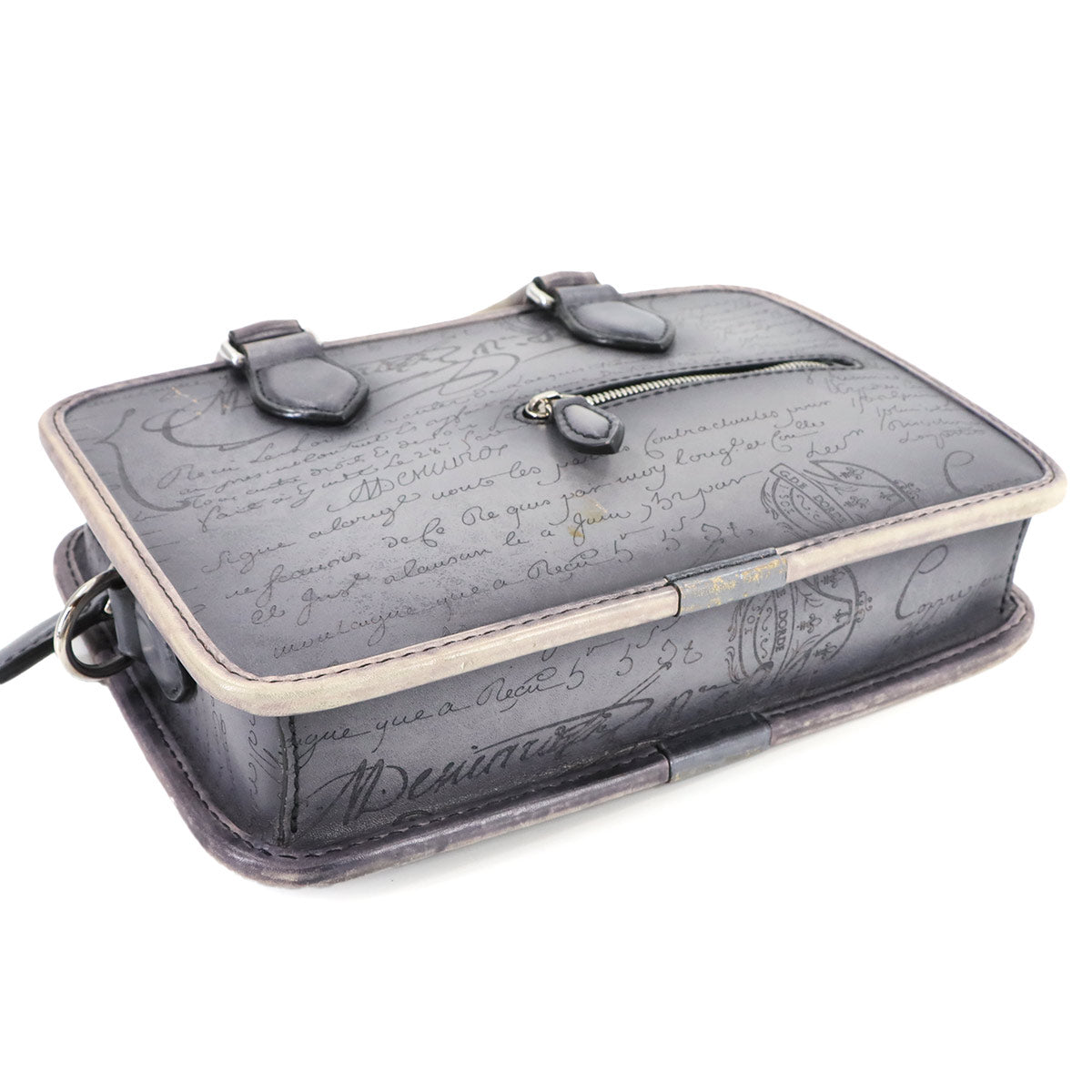 Calligraphy Unjour Gulliver 2way Hand Bag Venezia Leather Gray