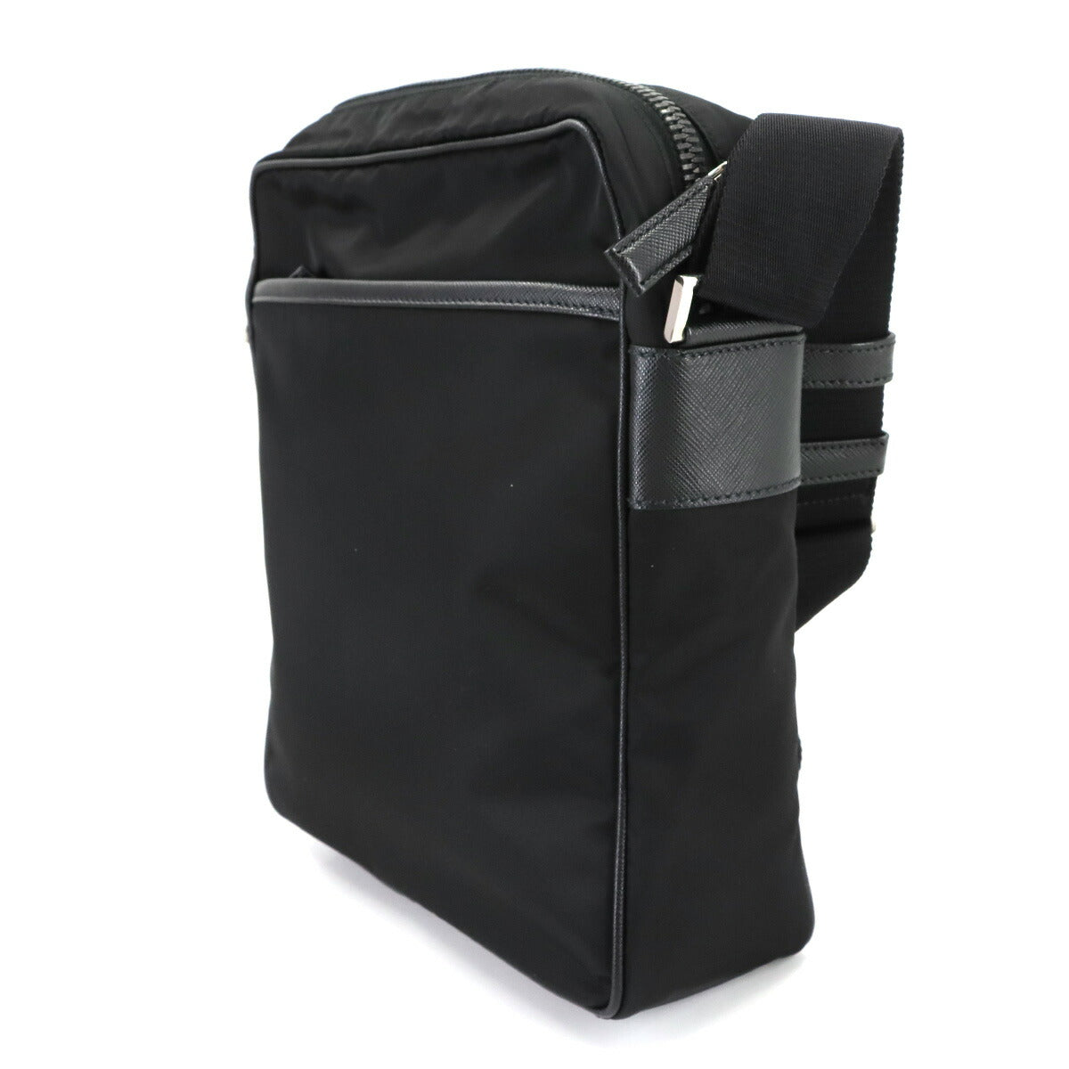 Shoulder Bag Nylon Saffiano Leather Nero Black 2VH002 Purse