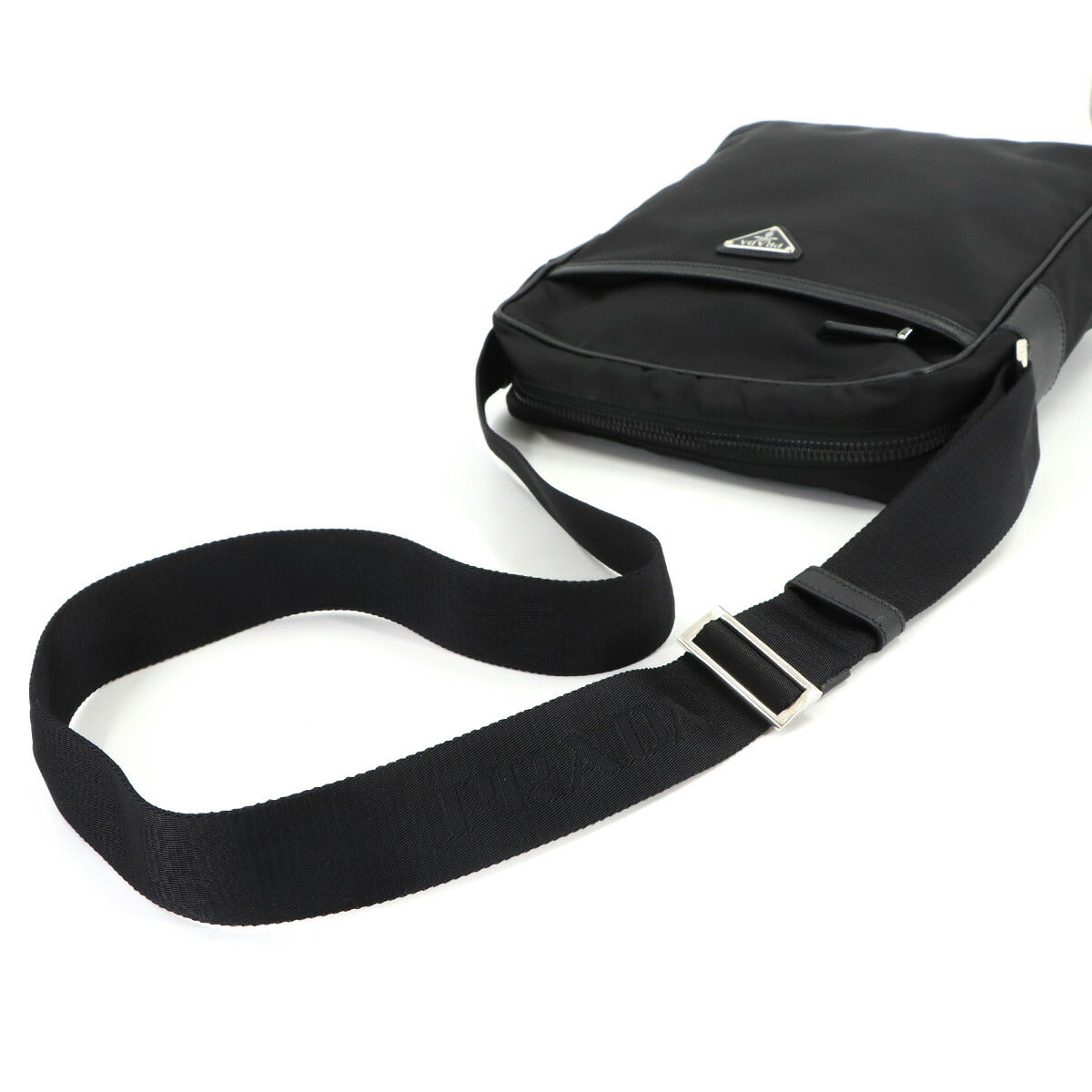 Shoulder Bag Nylon Saffiano Leather Nero Black 2VH002 Purse