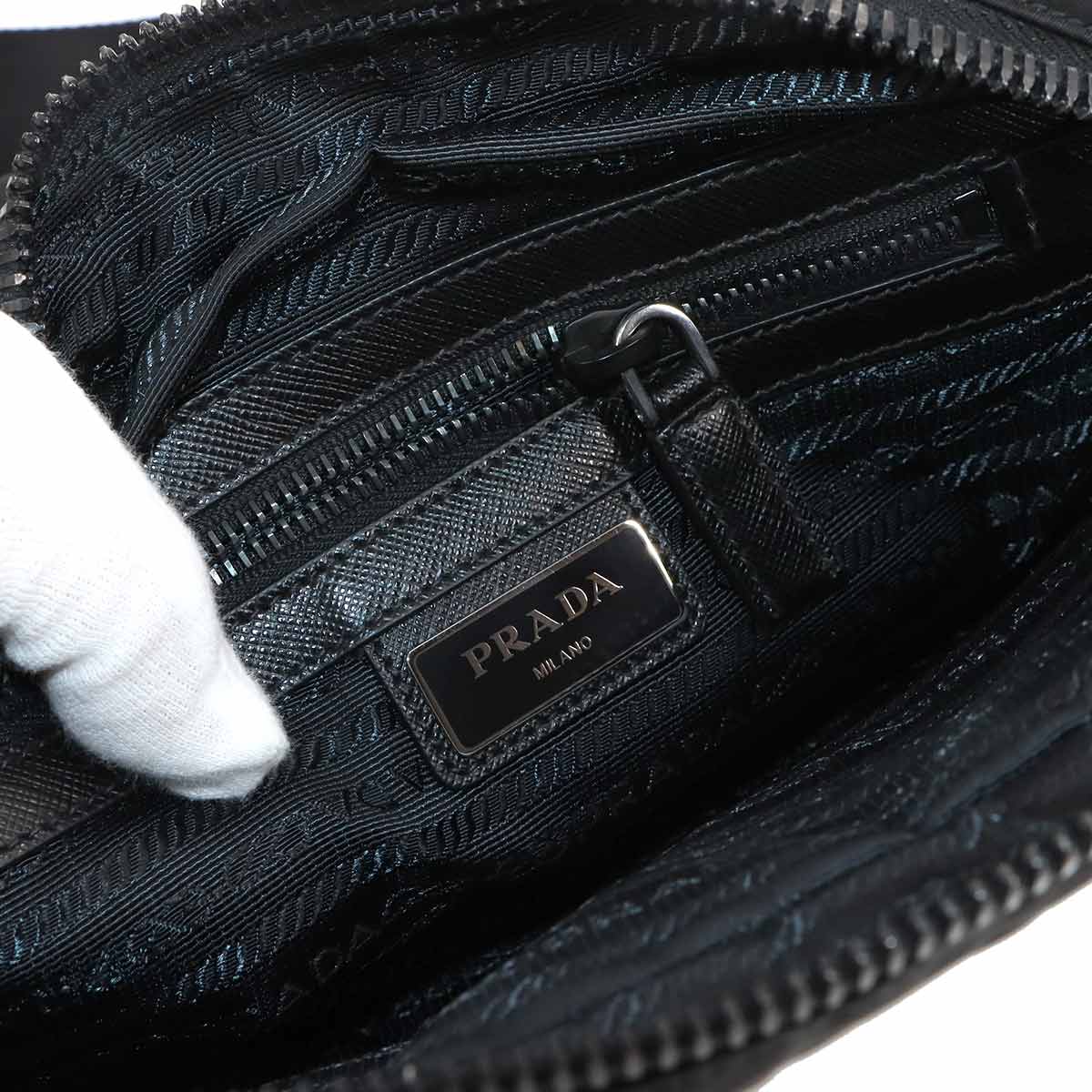Shoulder Bag Nylon Saffiano Leather Nero Black 2VH002 Purse