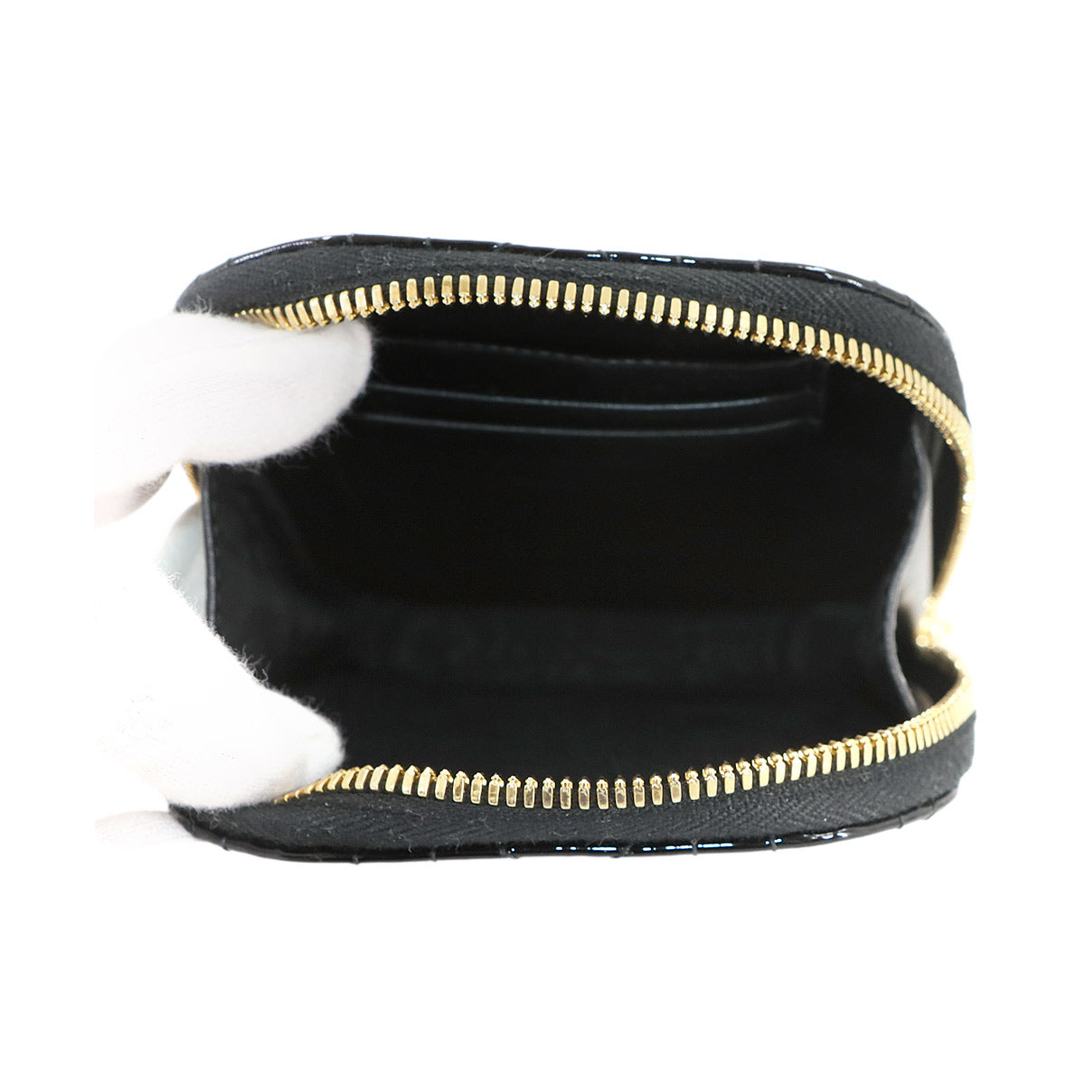 LADY DIOR Phone Holder Hand Shoulder Bag Enamel Black