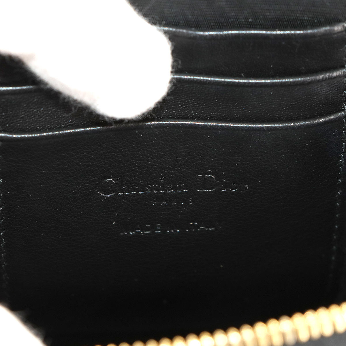 LADY DIOR Phone Holder Hand Shoulder Bag Enamel Black