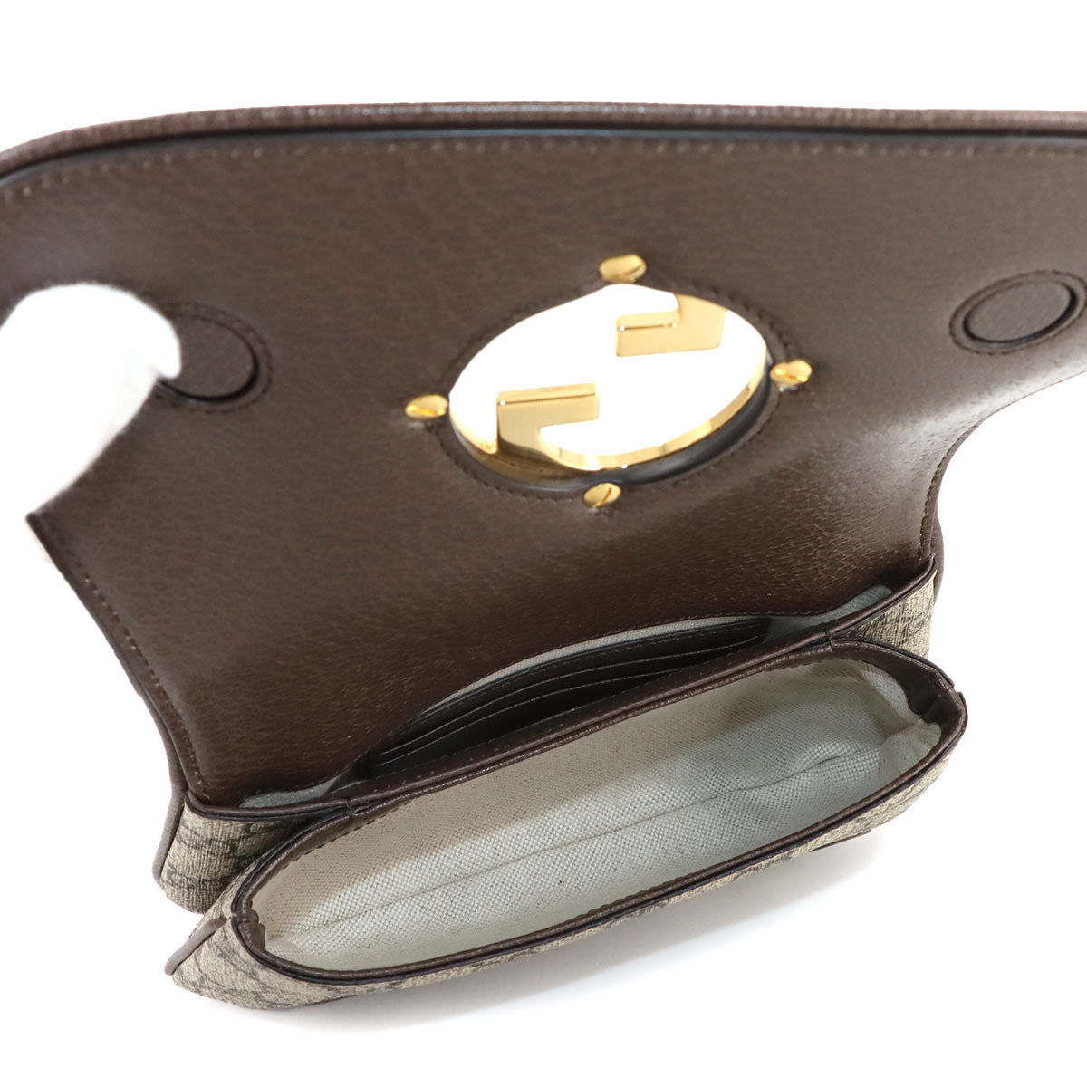 Blondie GG Supreme Belt Bag Leather Beige Brown 703807 Purse