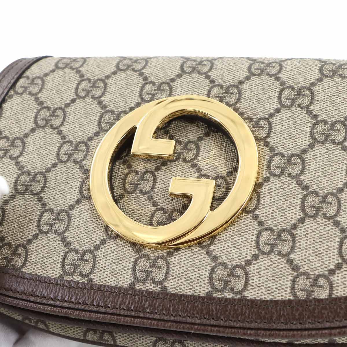 Blondie GG Supreme Belt Bag Leather Beige Brown 703807 Purse