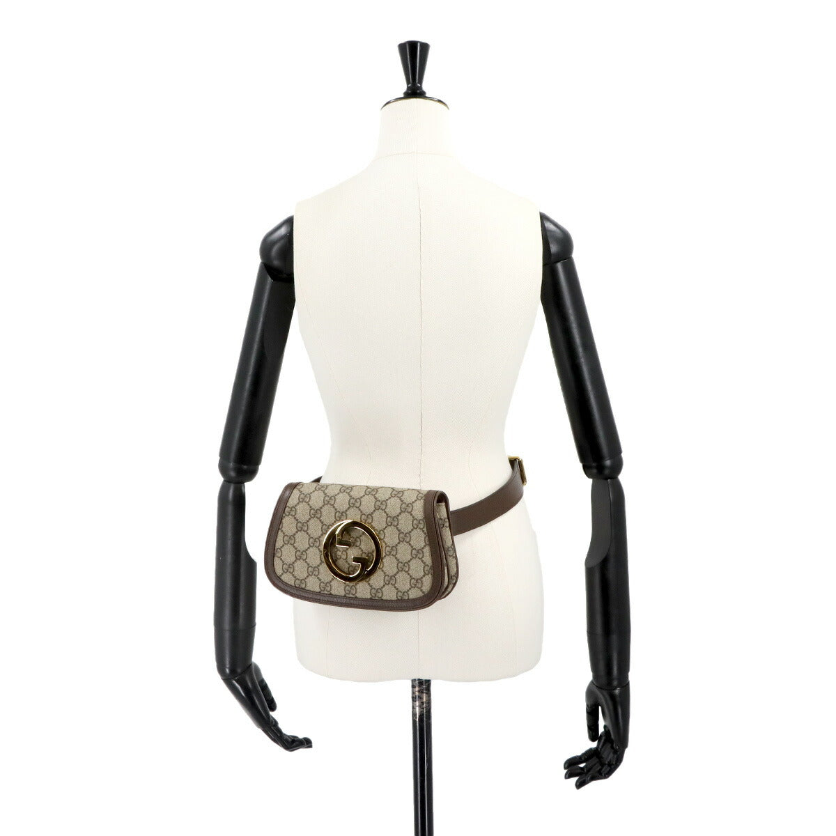 Blondie GG Supreme Belt Bag Leather Beige Brown 703807 Purse