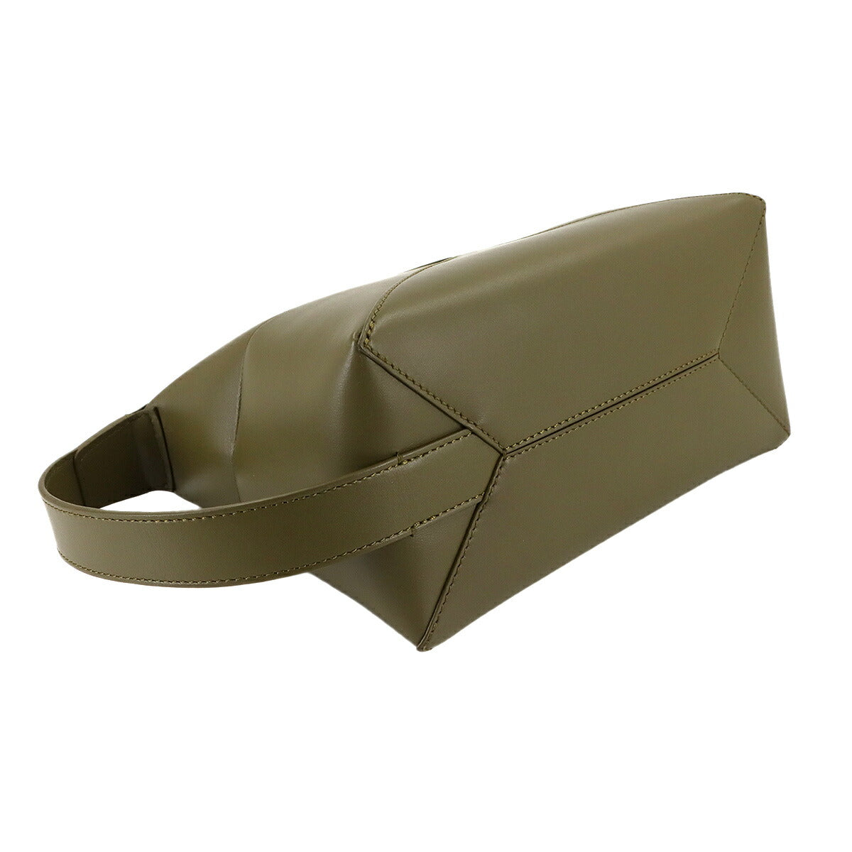 Puzzle Fold Wash Hand Clutch Bag Leather Olive Purse