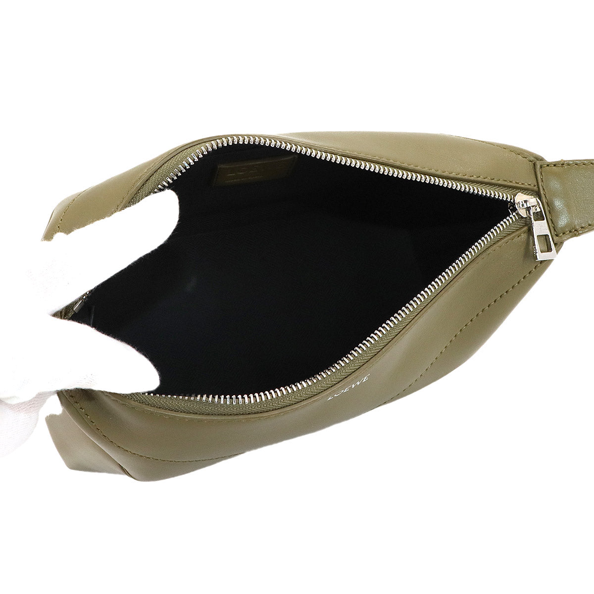 Puzzle Fold Wash Hand Clutch Bag Leather Olive Purse