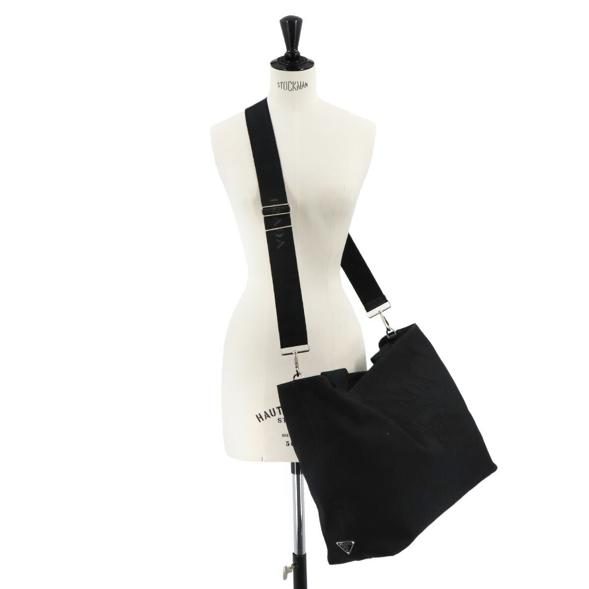 Drill 2way Tote Shoulder Bag Canvas Black 2VG081 Unisex Purse