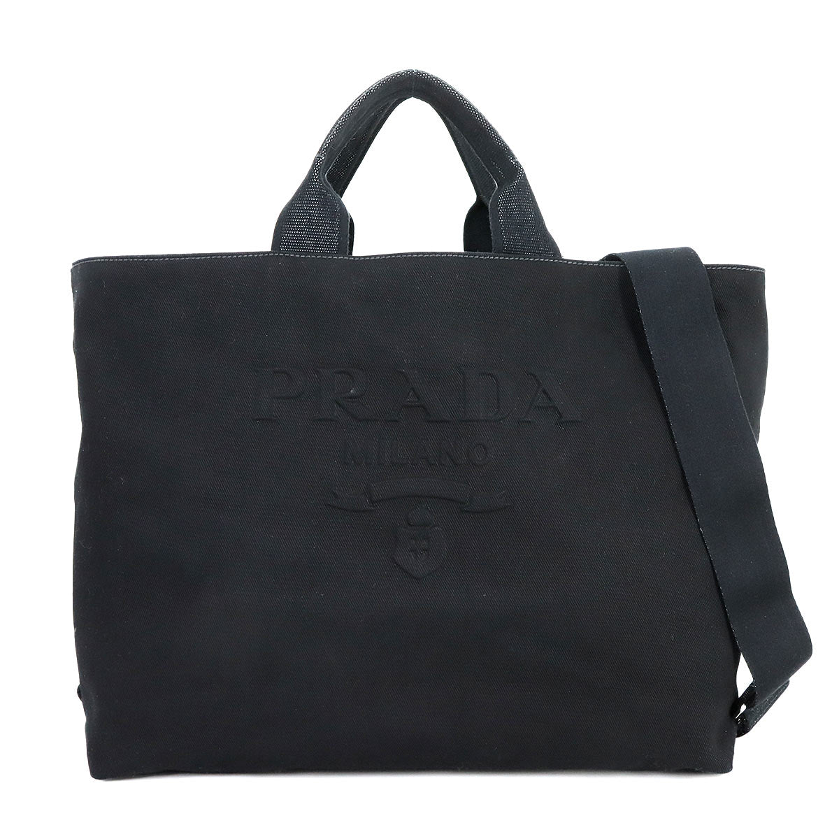 Drill 2way Tote Shoulder Bag Canvas Black 2VG081 Unisex Purse