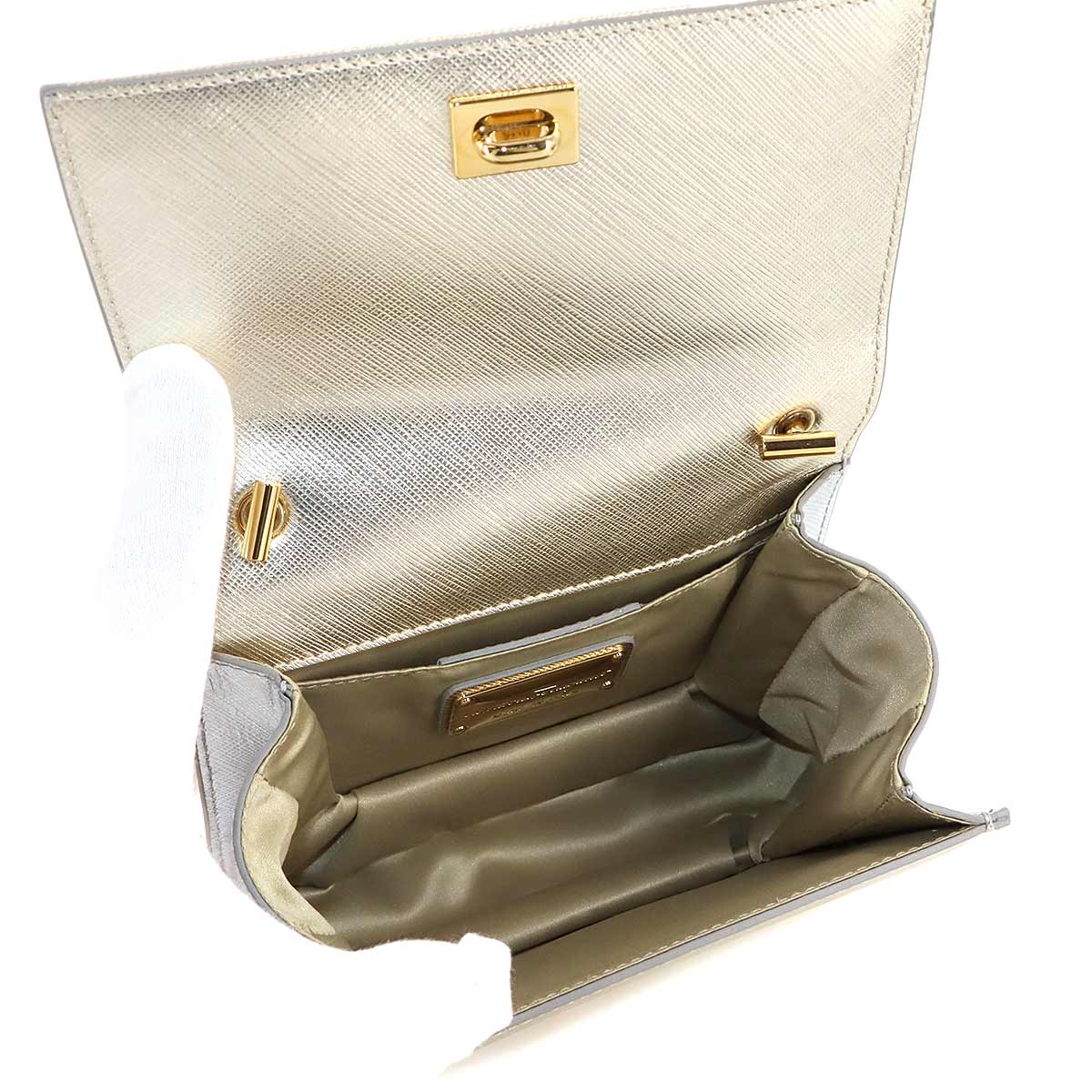 Vara Chain Shoulder Bag Leather Metalic Silver Gold