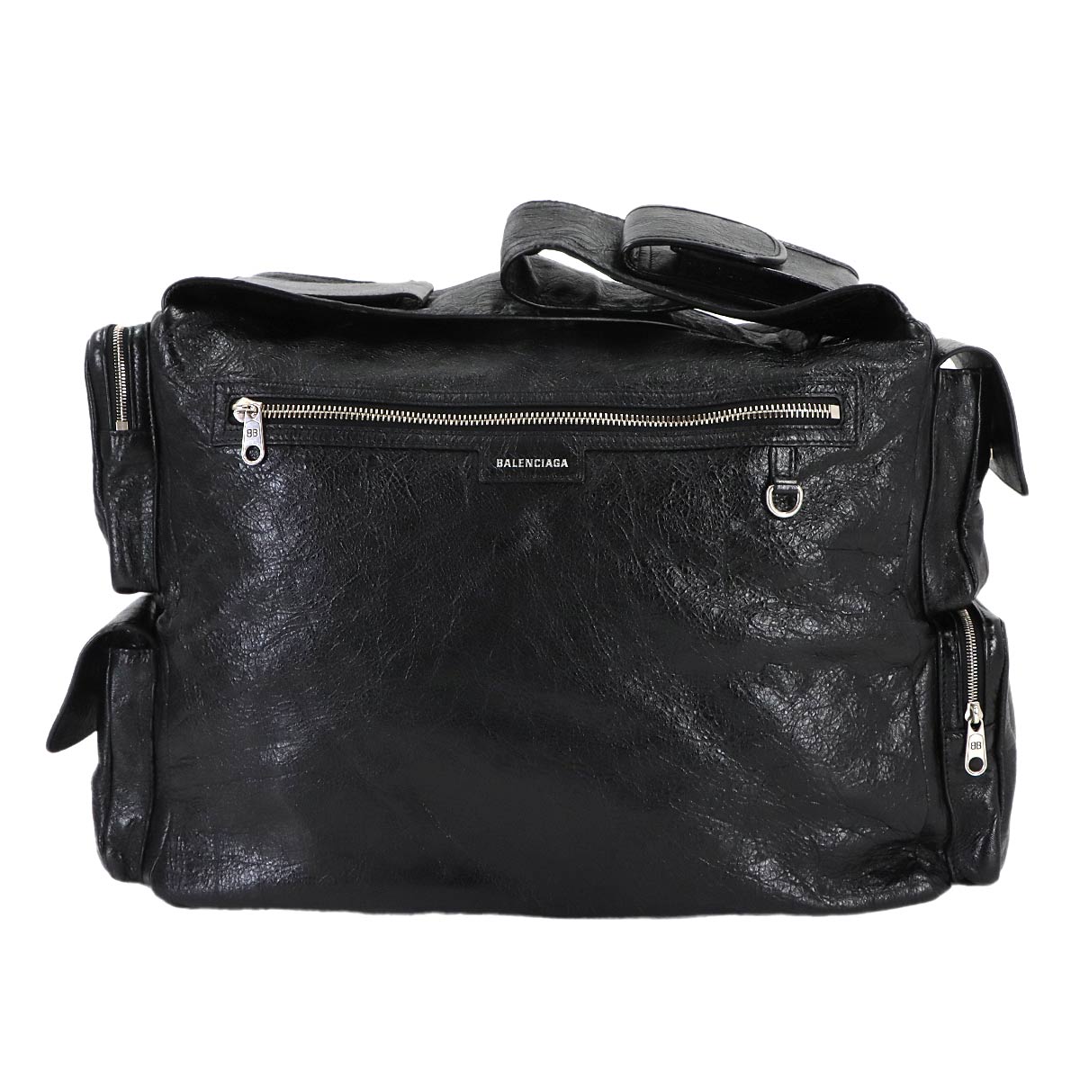 Superbusy Large Sling Shoulder Bag Leather Black 702168