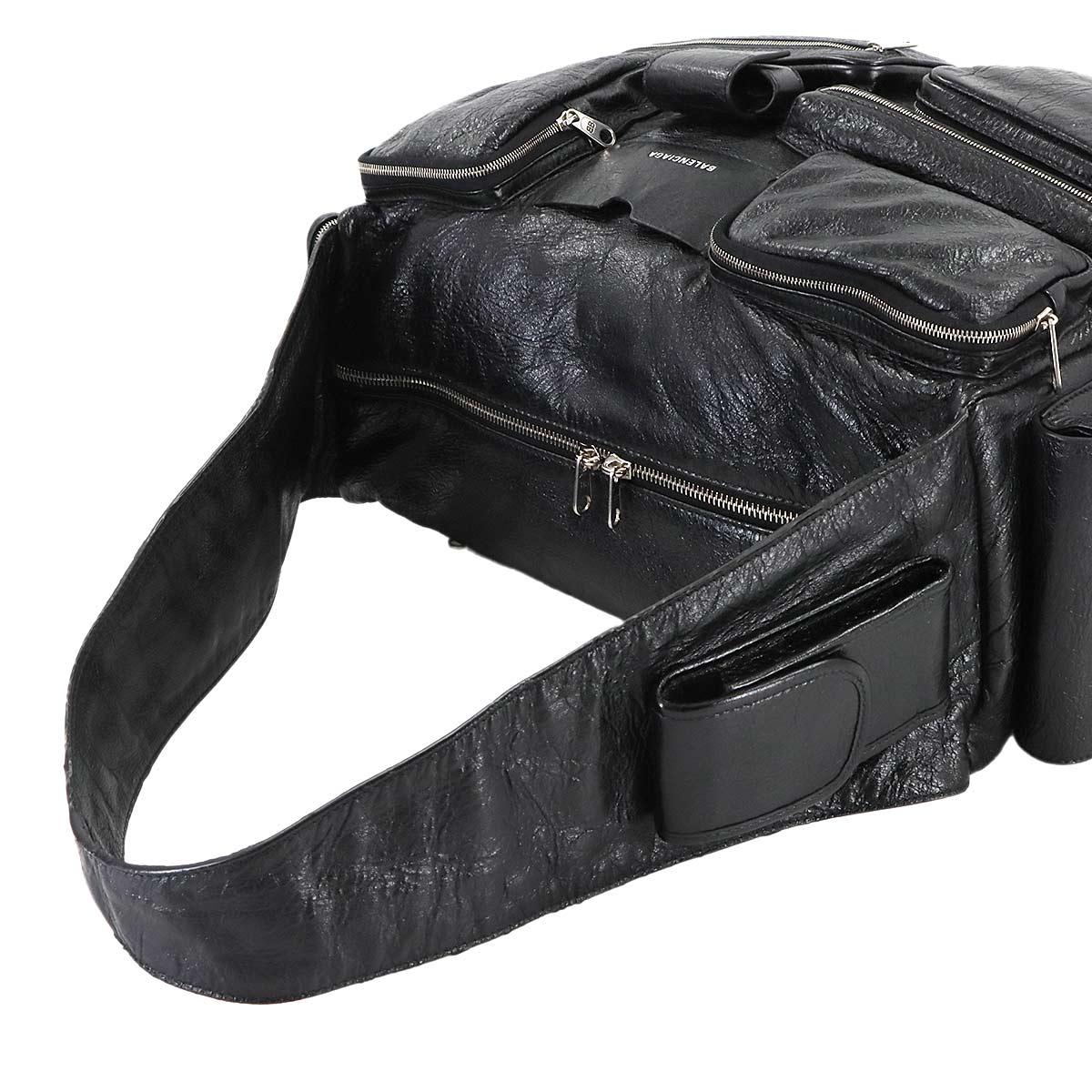 Superbusy Large Sling Shoulder Bag Leather Black 702168