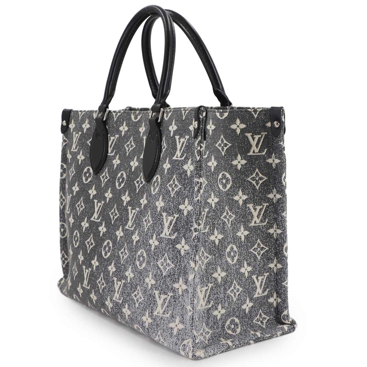 Monogram Jacquard Denim Onthego MM Tote Shoulder Bag