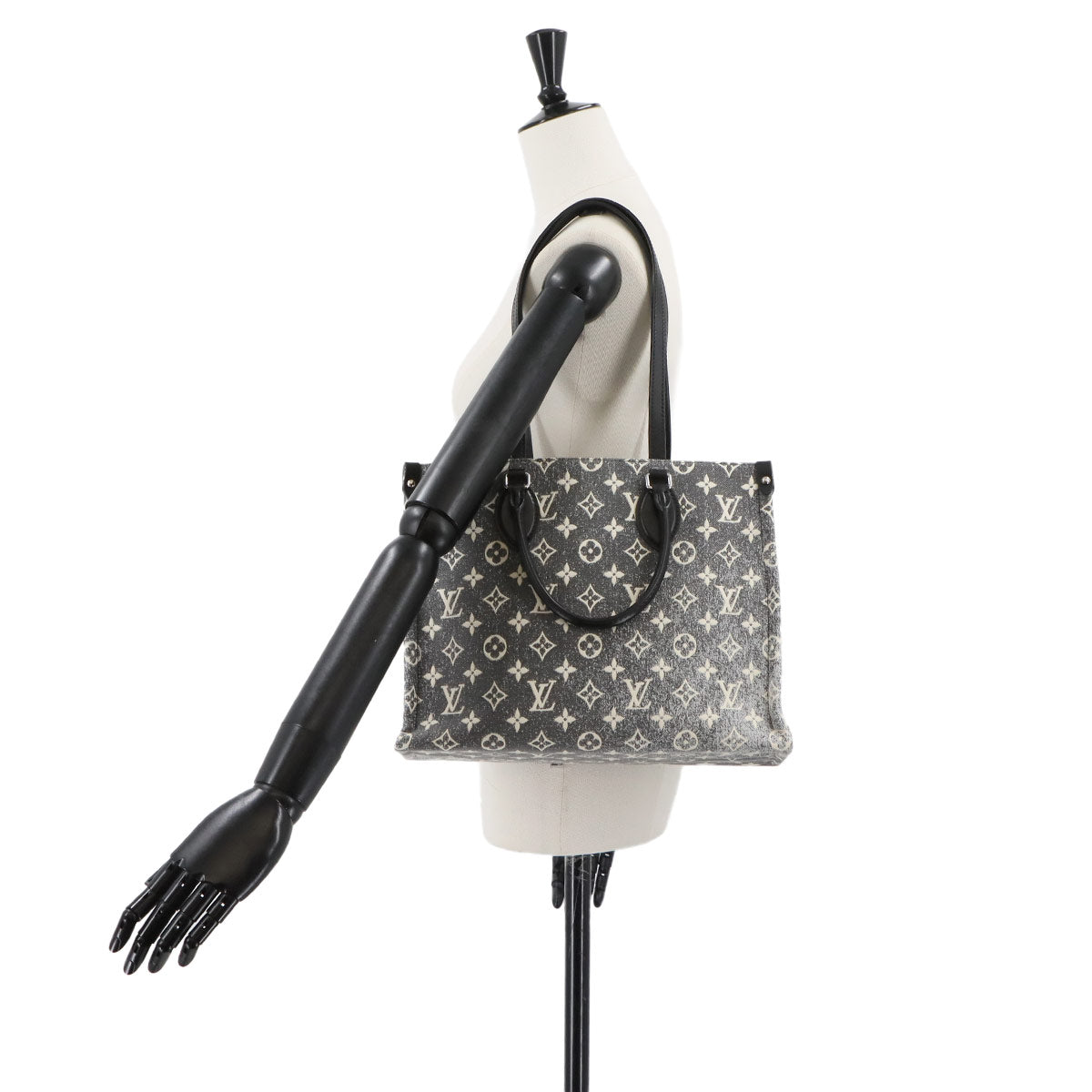 Monogram Jacquard Denim Onthego MM Tote Shoulder Bag