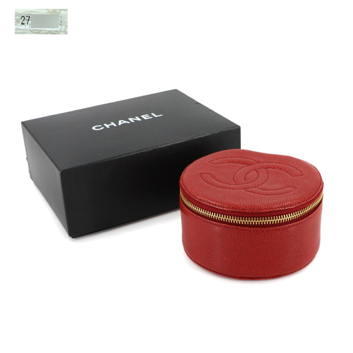 Coco Logos Jewelry Box Pouch Case Leather Red