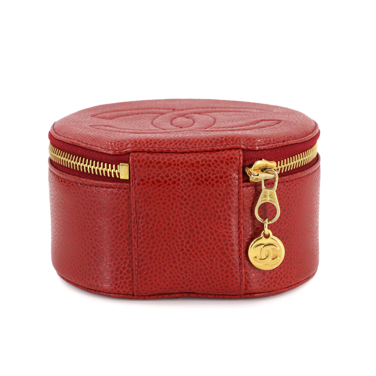 Coco Logos Jewelry Box Pouch Case Leather Red