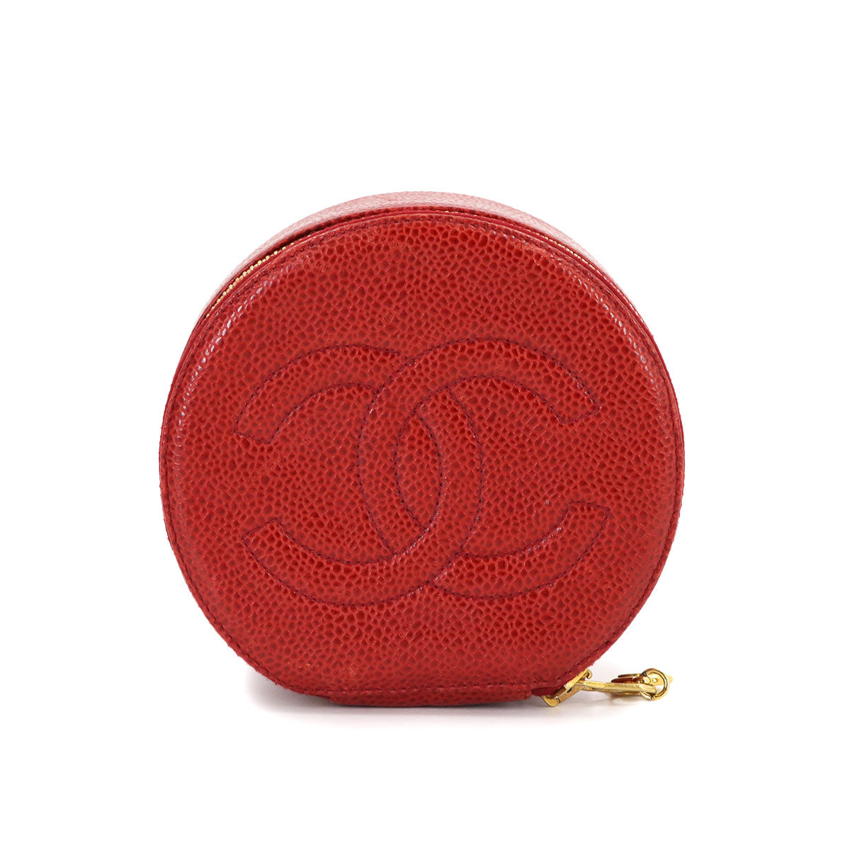 Coco Logos Jewelry Box Pouch Case Leather Red