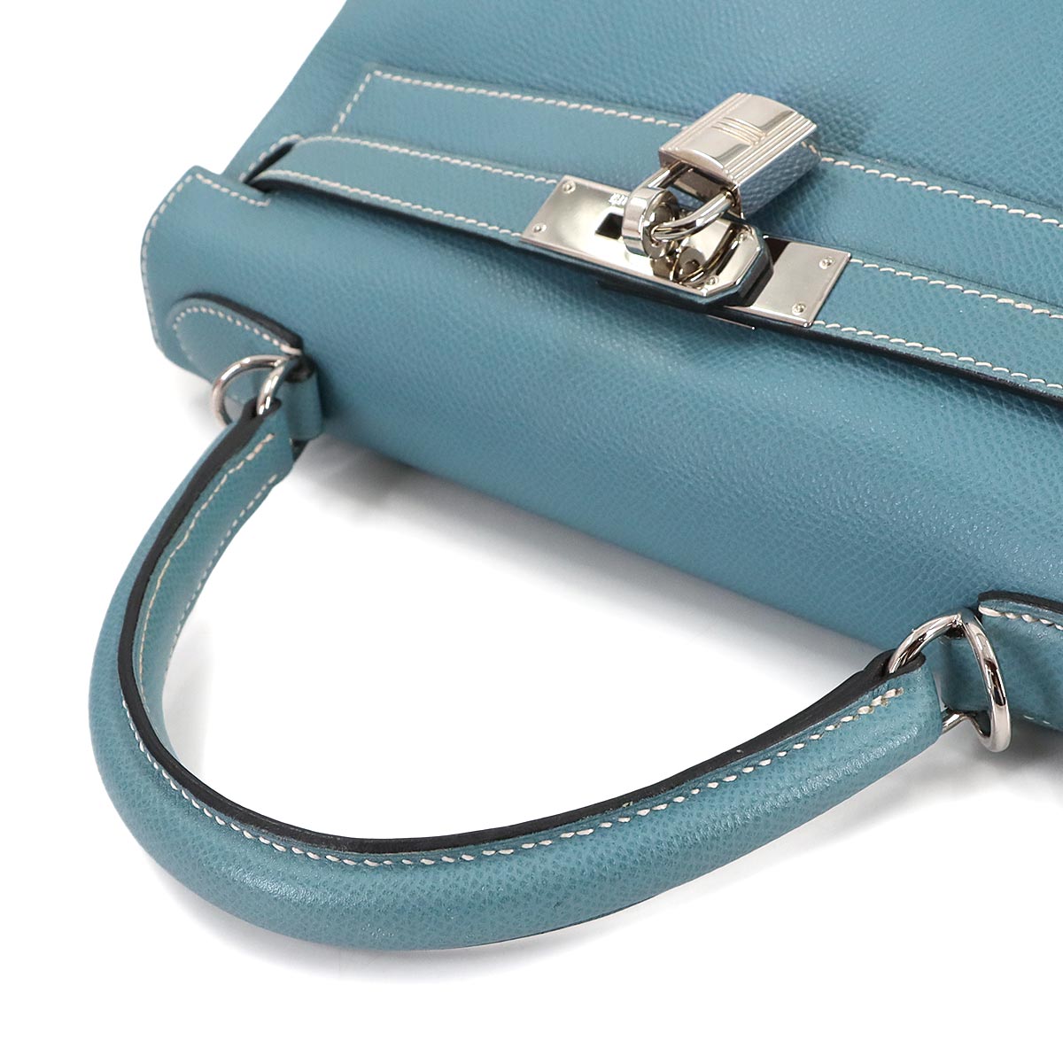 Kelly 28 Veau Epsom Blue Jean 2way Hand Shoulder Bag Purse
