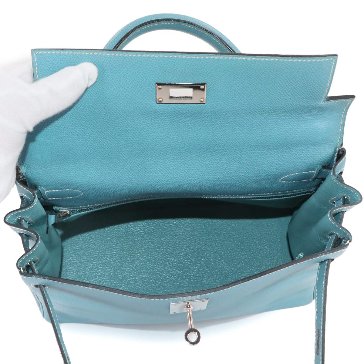 Kelly 28 Veau Epsom Blue Jean 2way Hand Shoulder Bag Purse