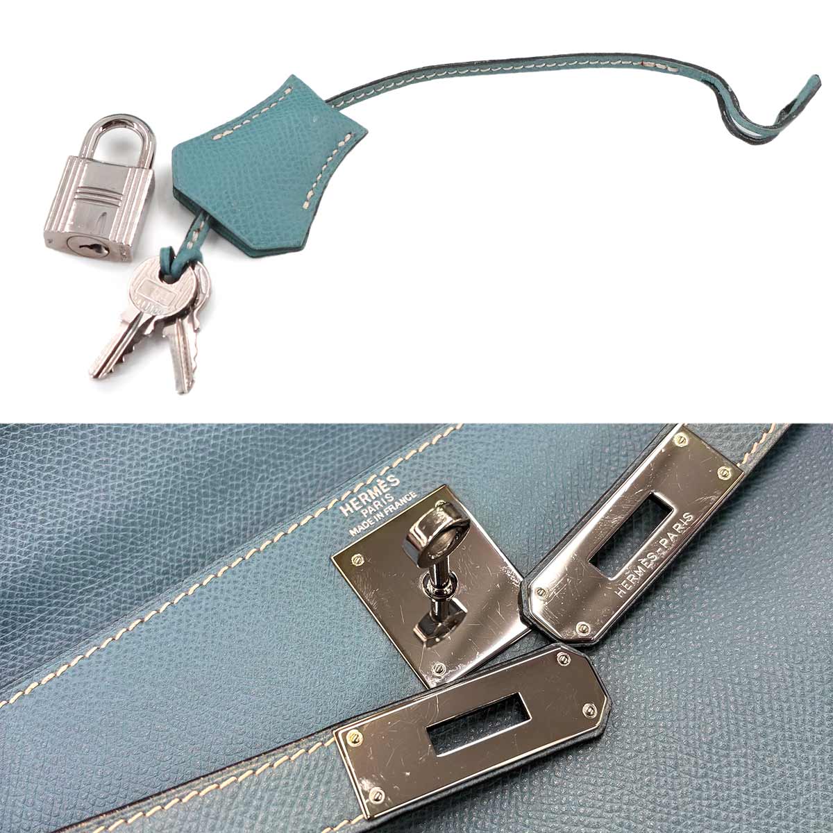Kelly 28 Veau Epsom Blue Jean 2way Hand Shoulder Bag Purse
