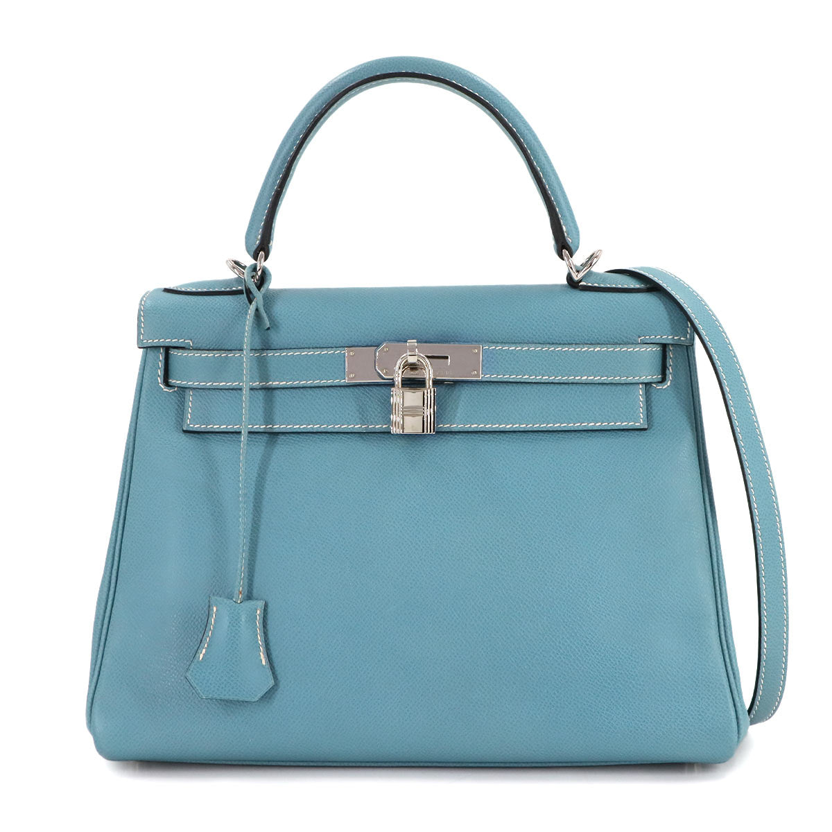 Kelly 28 Veau Epsom Blue Jean 2way Hand Shoulder Bag Purse