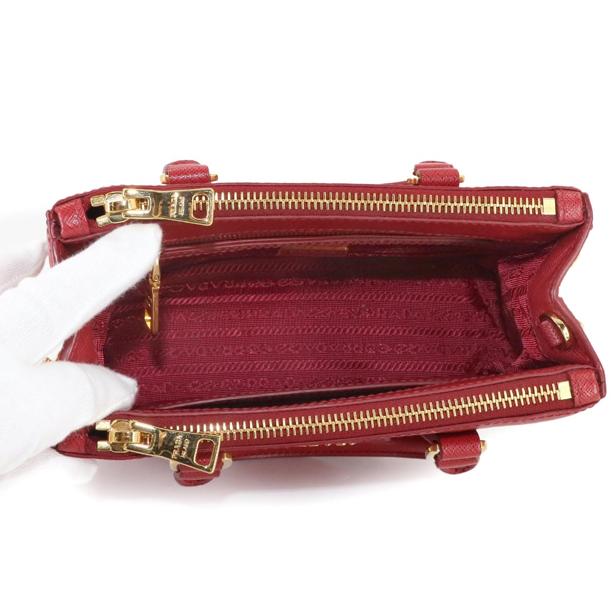 Galleria Mini Hand Shoulder Bag Saffiano Leather Red 1BA906