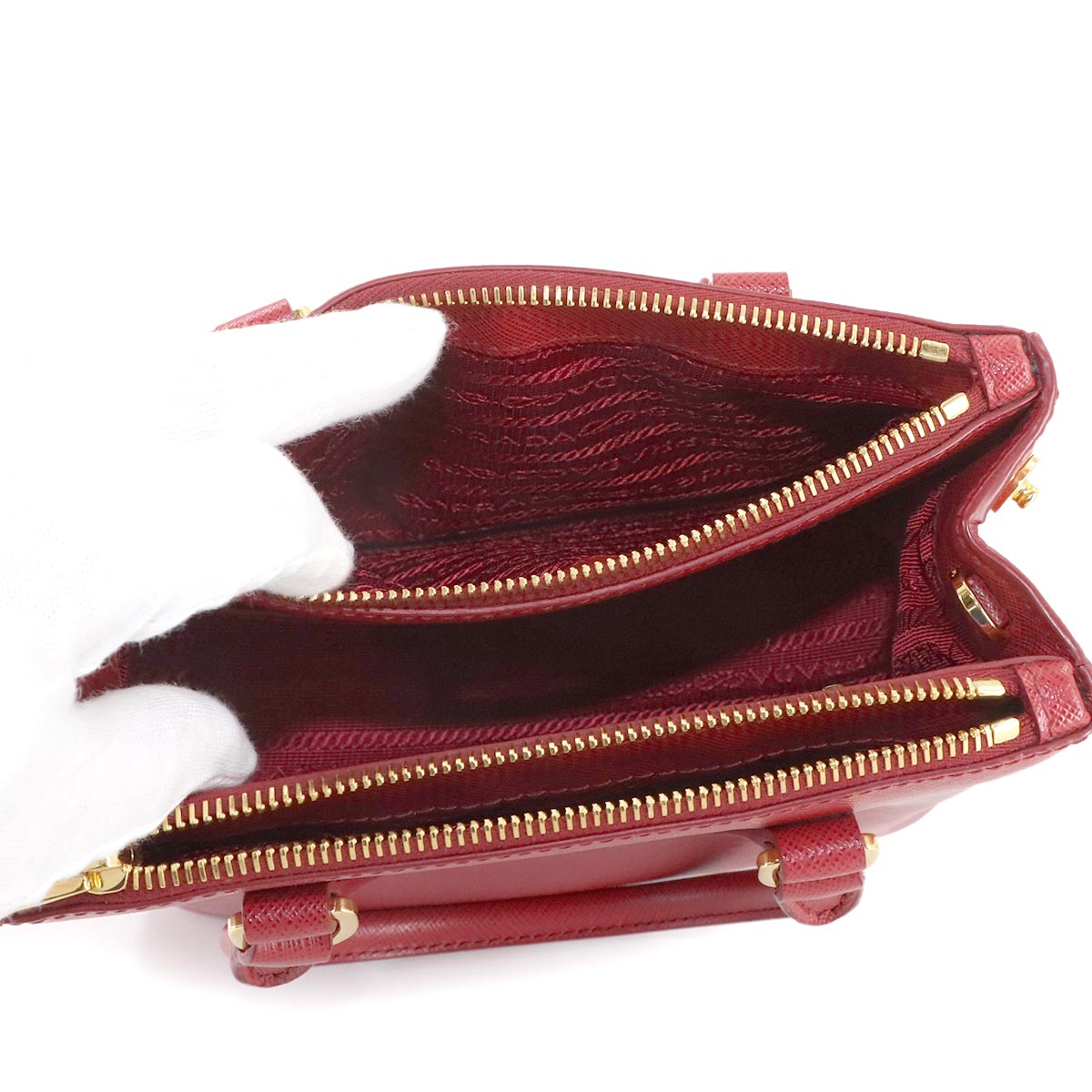 Galleria Mini Hand Shoulder Bag Saffiano Leather Red 1BA906