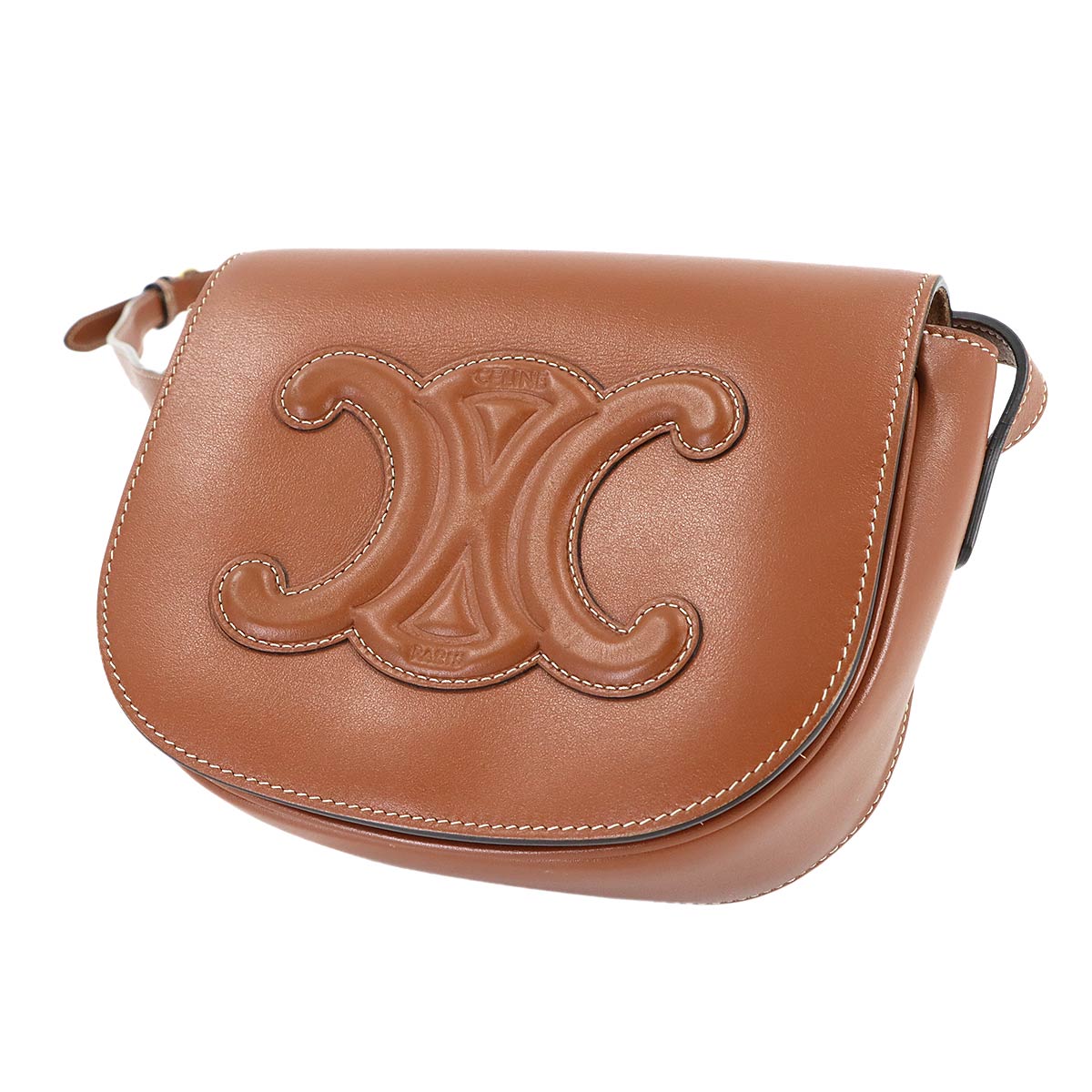 Folco Cuir Triomphe Bag Shoulder Leather Tan 198263DU3 Purse