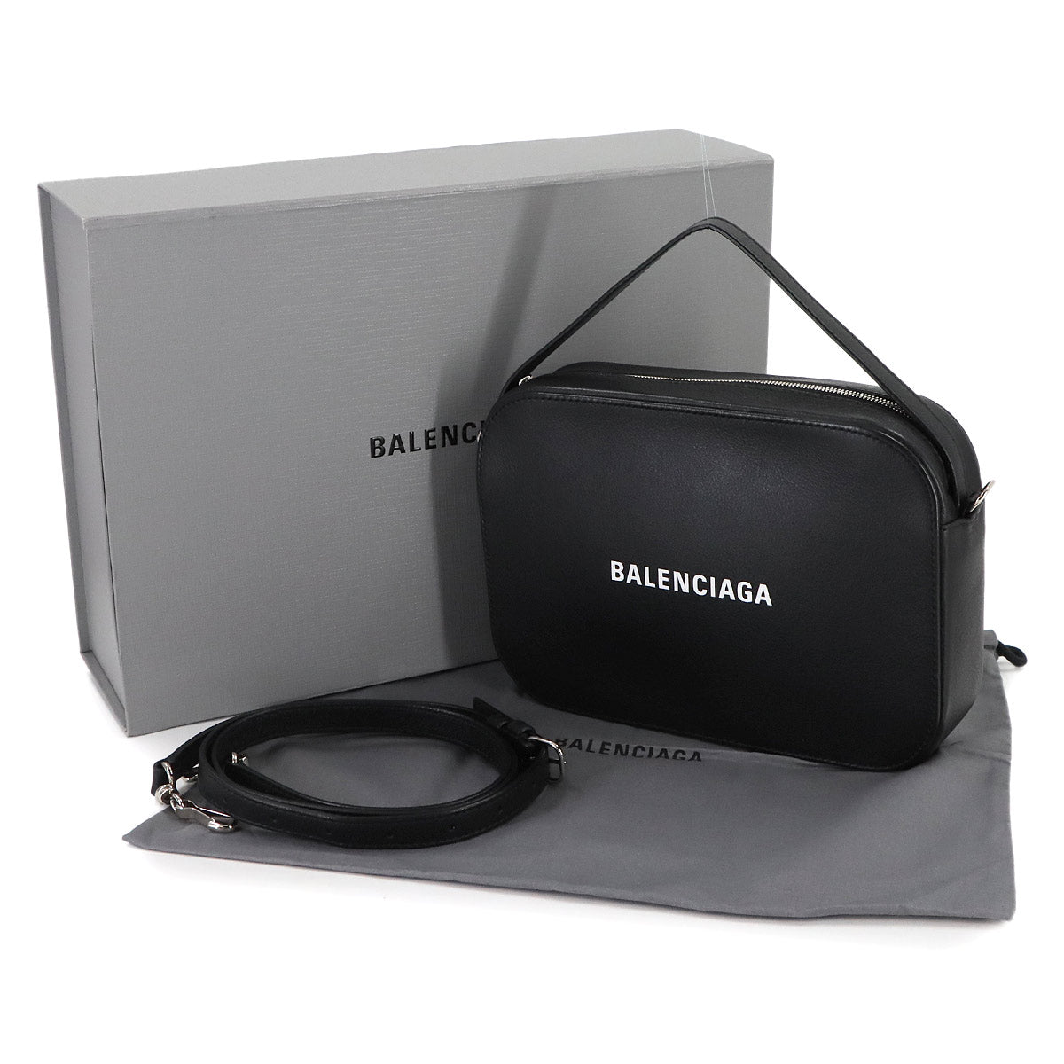 EVERYDAY Camera Small Shoulder Bag Leather Black 608654