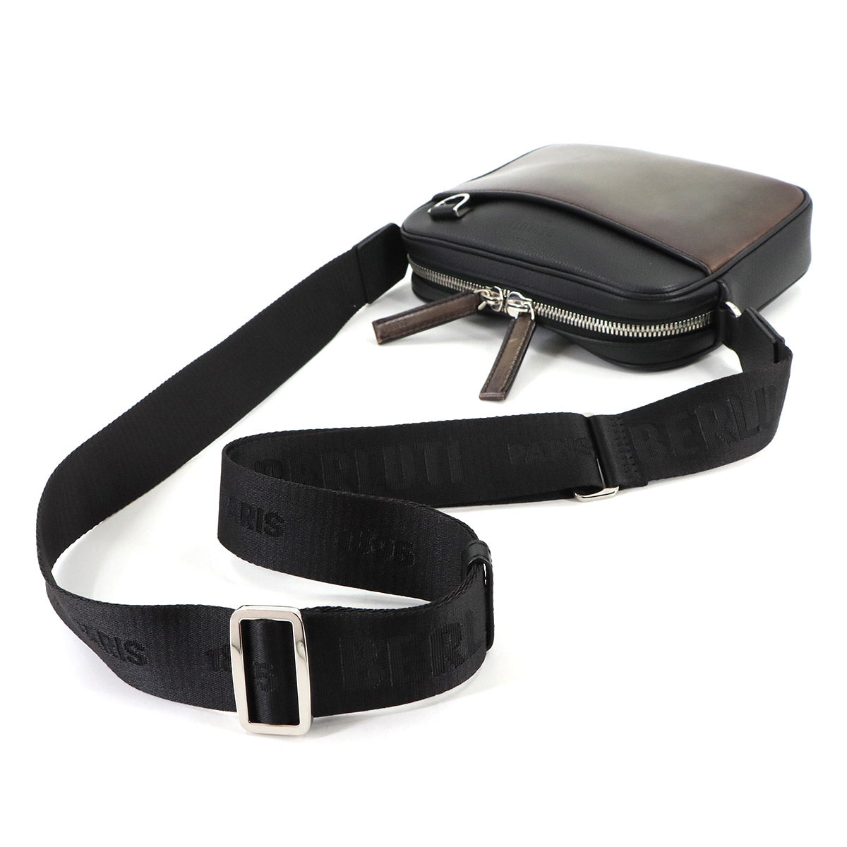 Contrast Shoulder Bag Leather Black Brown Purse