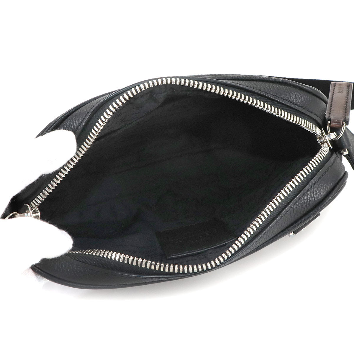 Contrast Shoulder Bag Leather Black Brown Purse