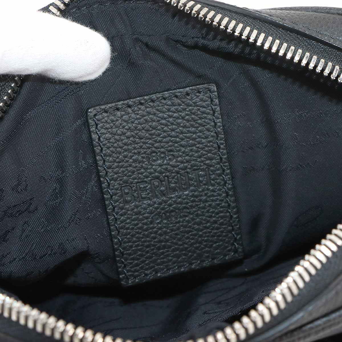 Contrast Shoulder Bag Leather Black Brown Purse