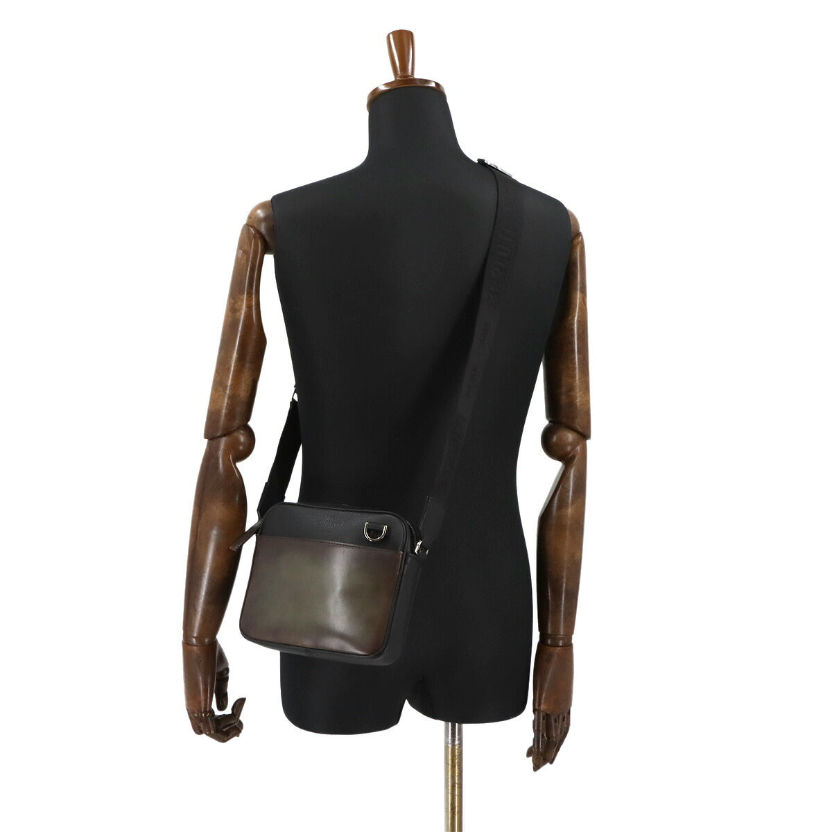 Contrast Shoulder Bag Leather Black Brown Purse