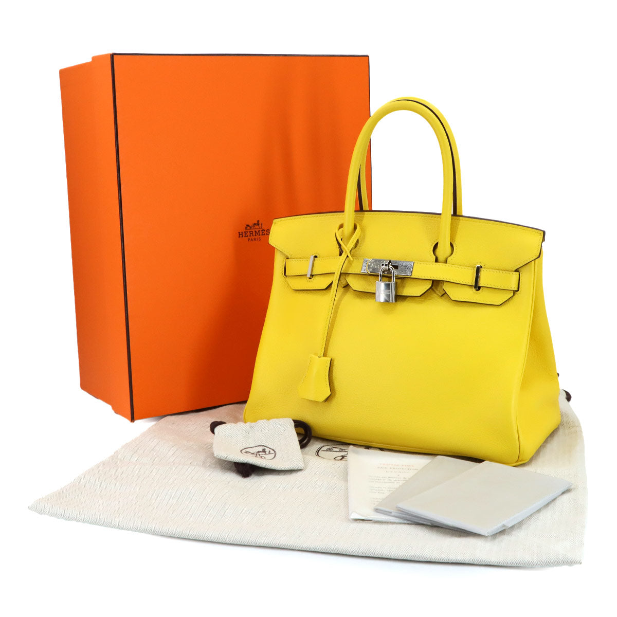Birkin 30 Taurillon Novillo Jaune de Naples Hand Bag Yellow