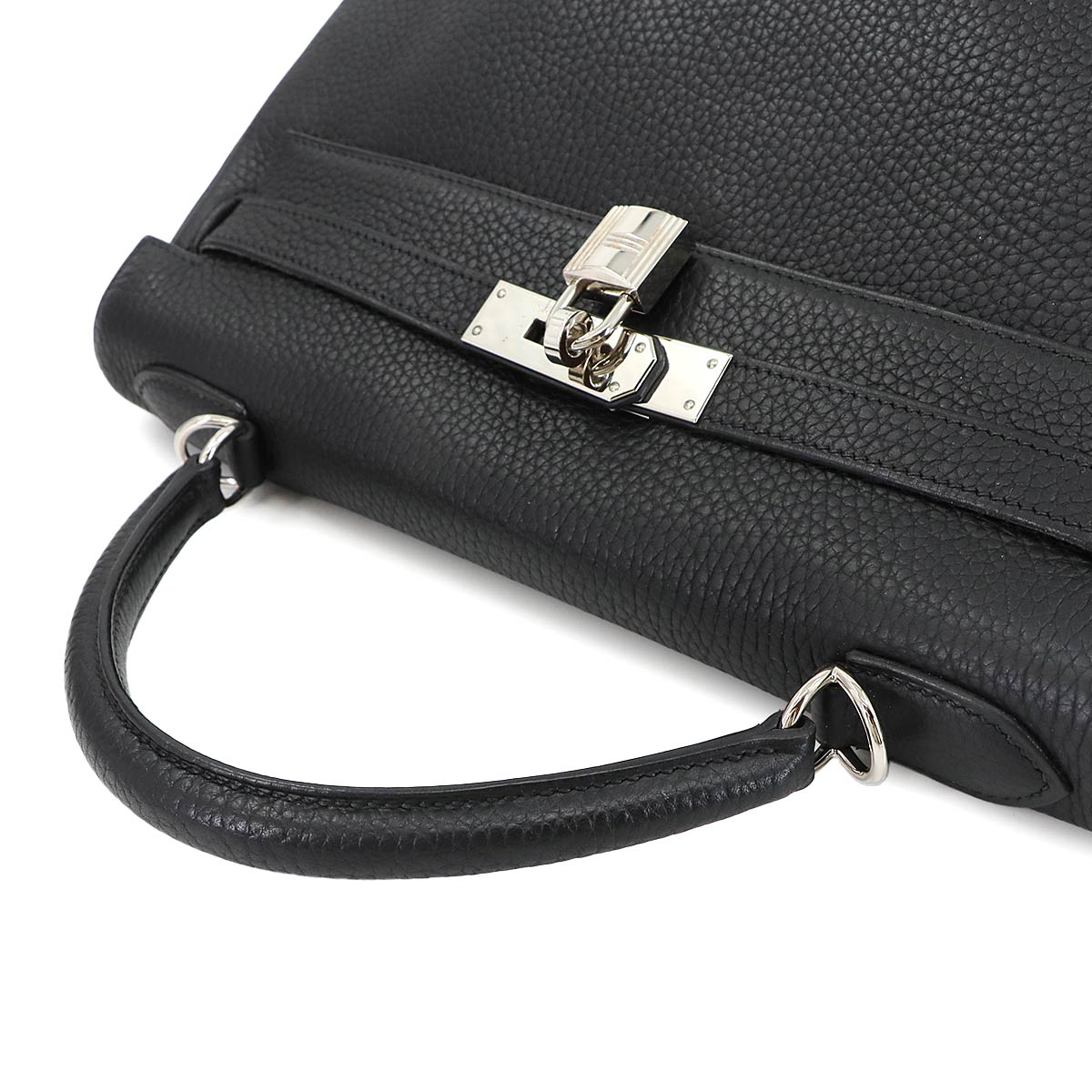 Kelly 32 Taurillon Clemence Black Hand Shoulder Bag Purse