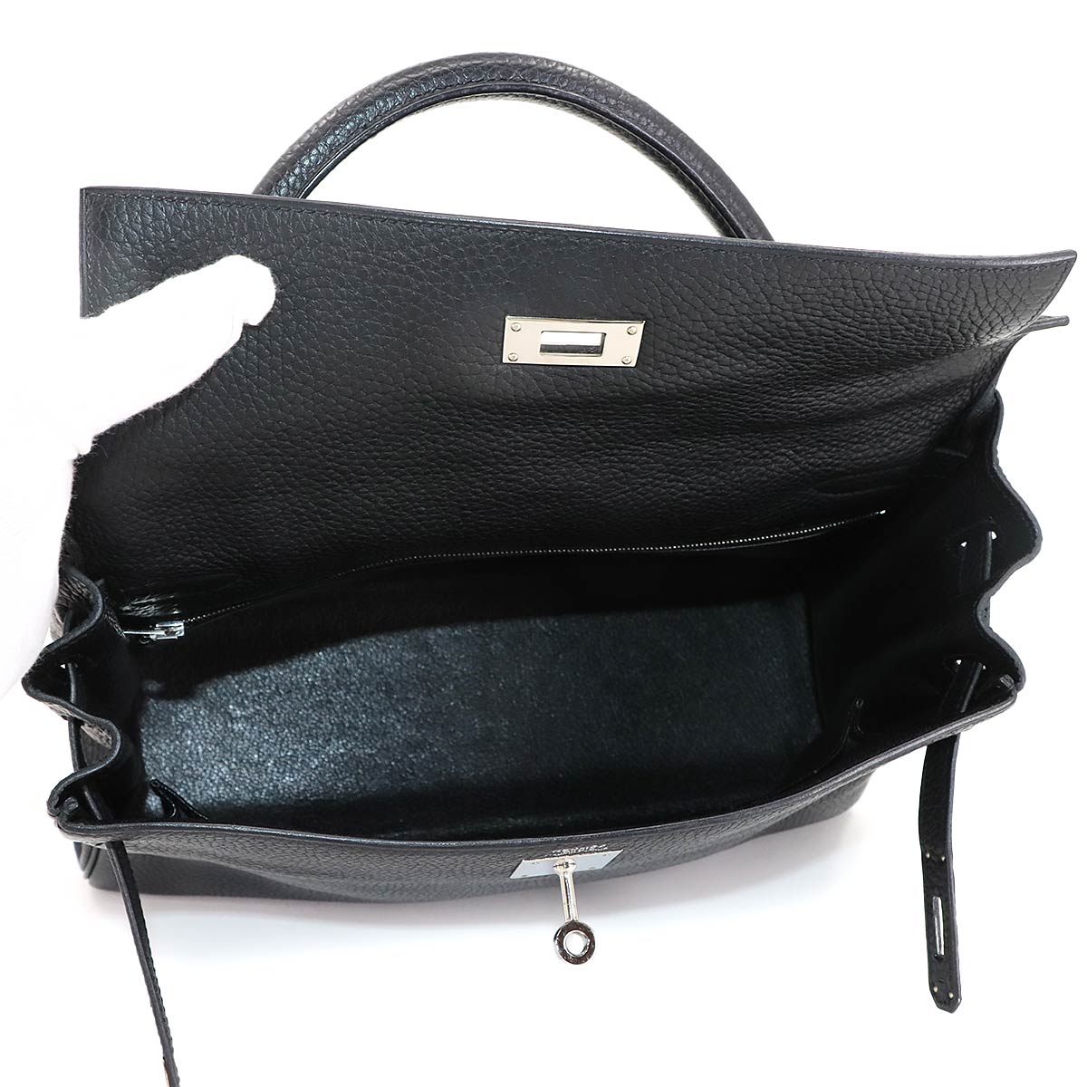 Kelly 32 Taurillon Clemence Black Hand Shoulder Bag Purse