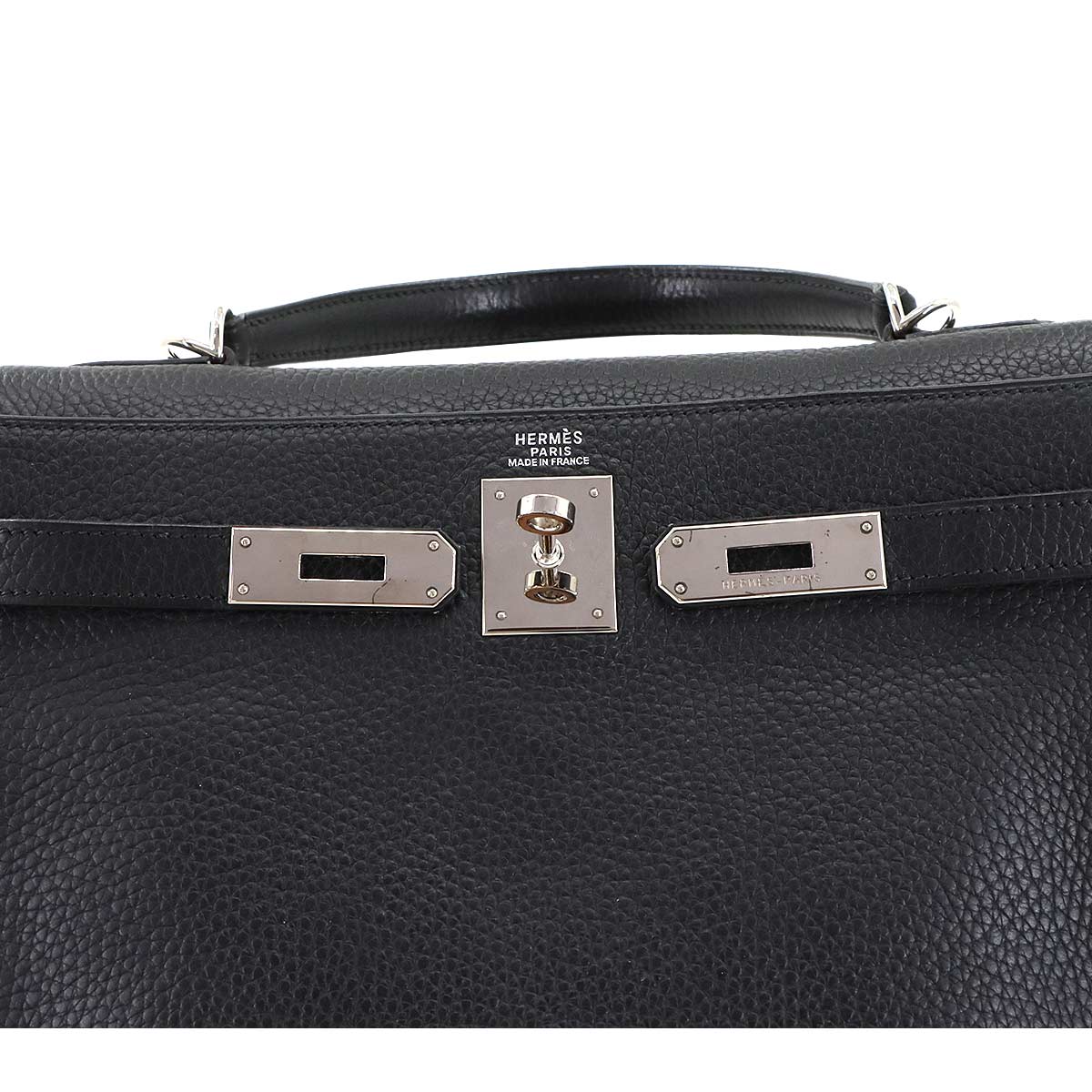 Kelly 32 Taurillon Clemence Black Hand Shoulder Bag Purse