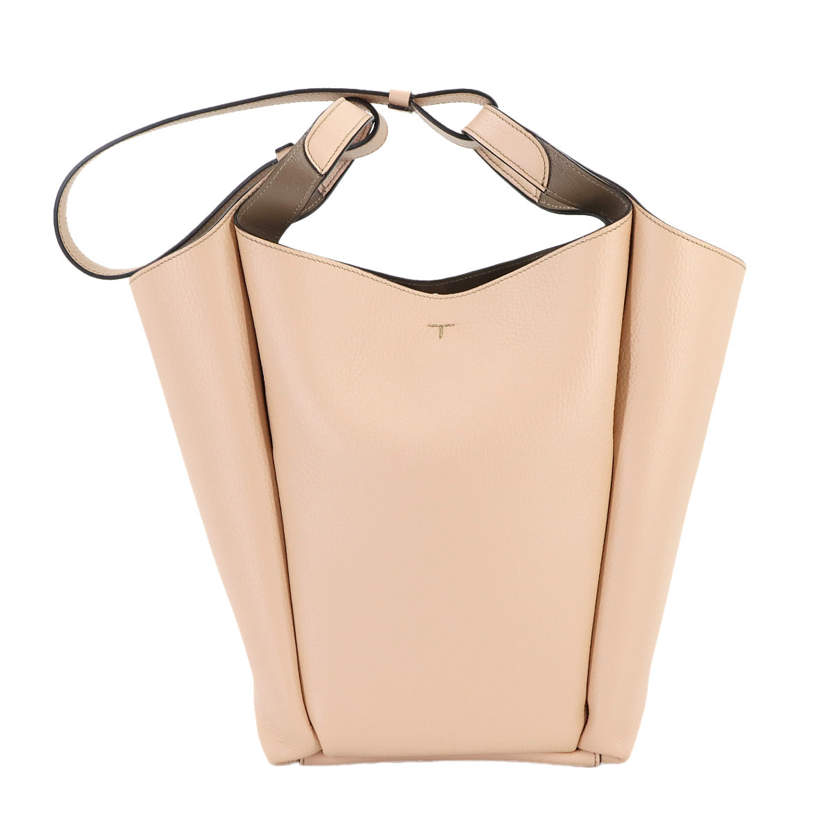 T Timeless Bucket Bag Small Hand Shoulder Bag Leather Beige