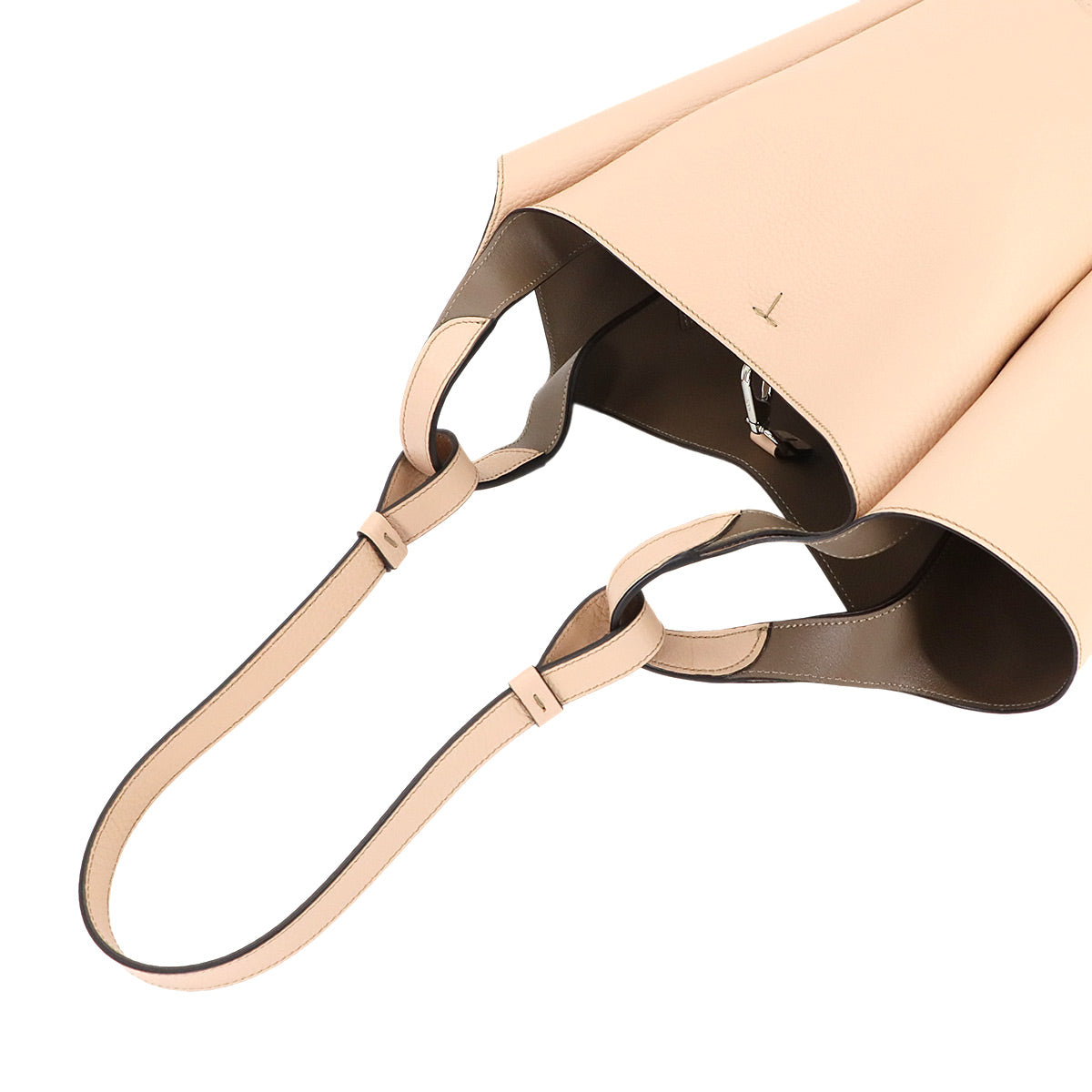 T Timeless Bucket Bag Small Hand Shoulder Bag Leather Beige