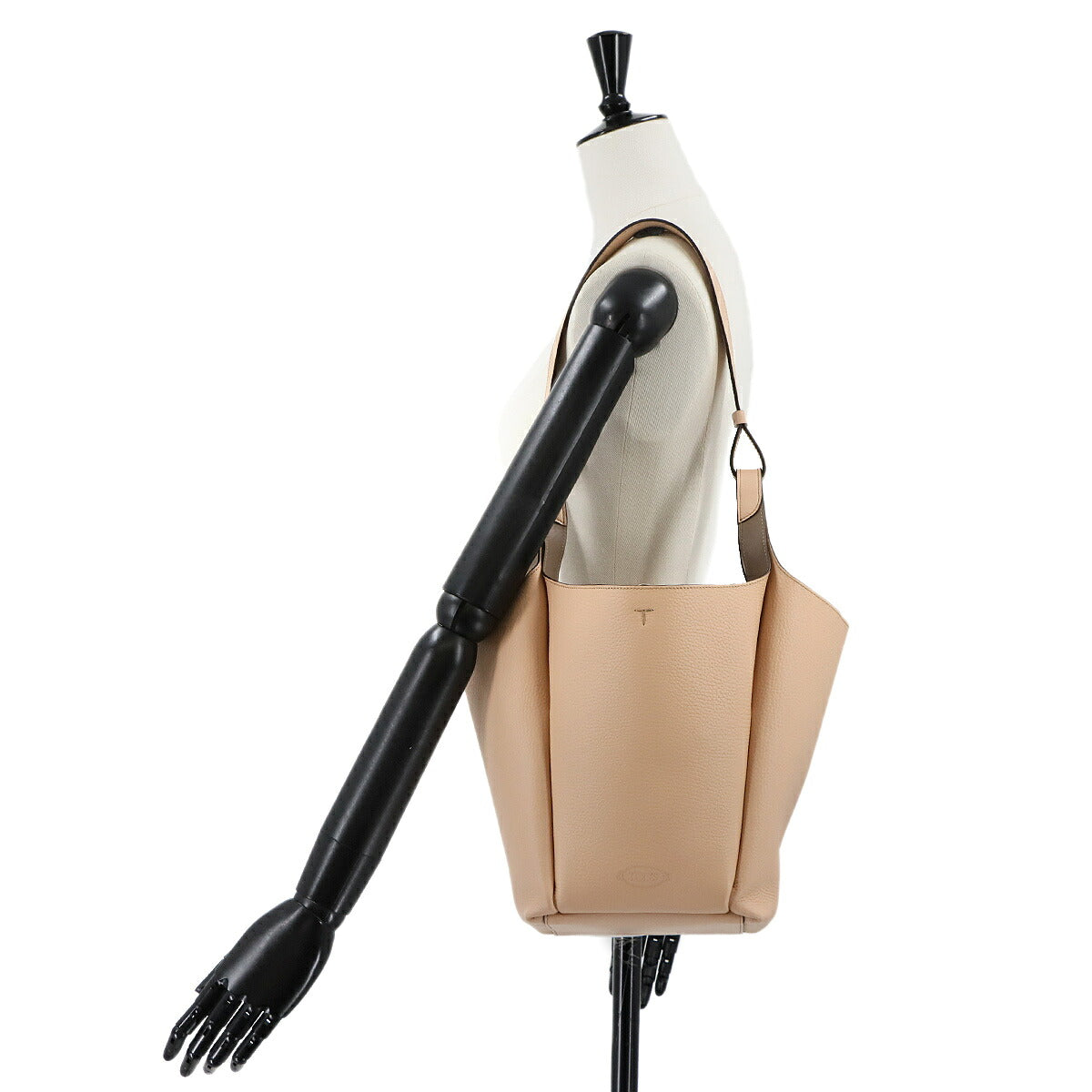 T Timeless Bucket Bag Small Hand Shoulder Bag Leather Beige