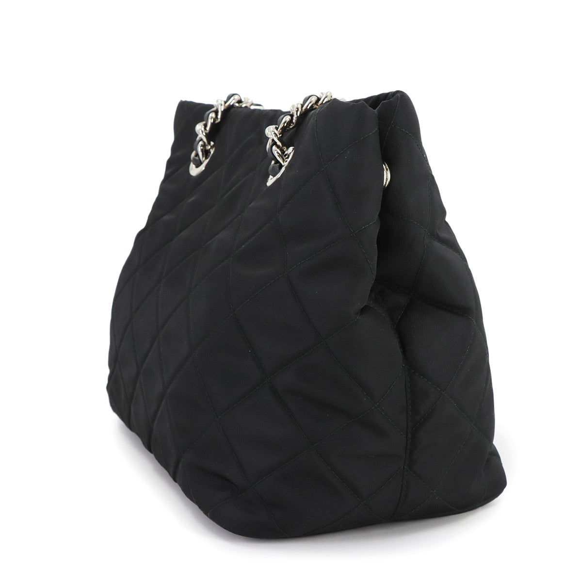 2way Tote Shoulder Bag Nylon Saffiano Leather Nero Black 1BG740