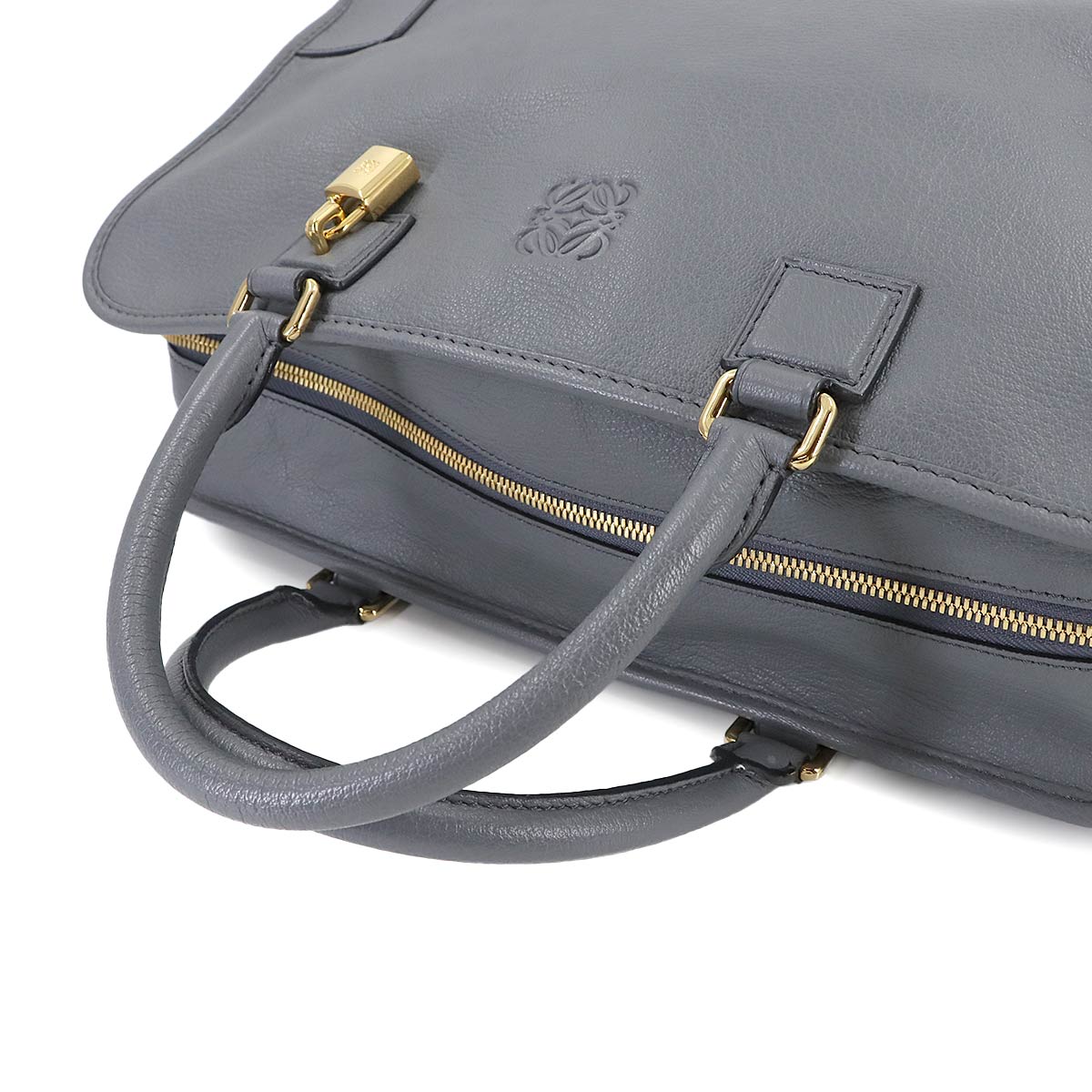 Amazona 36 Hand Bag Leather Gray Anagram Purse