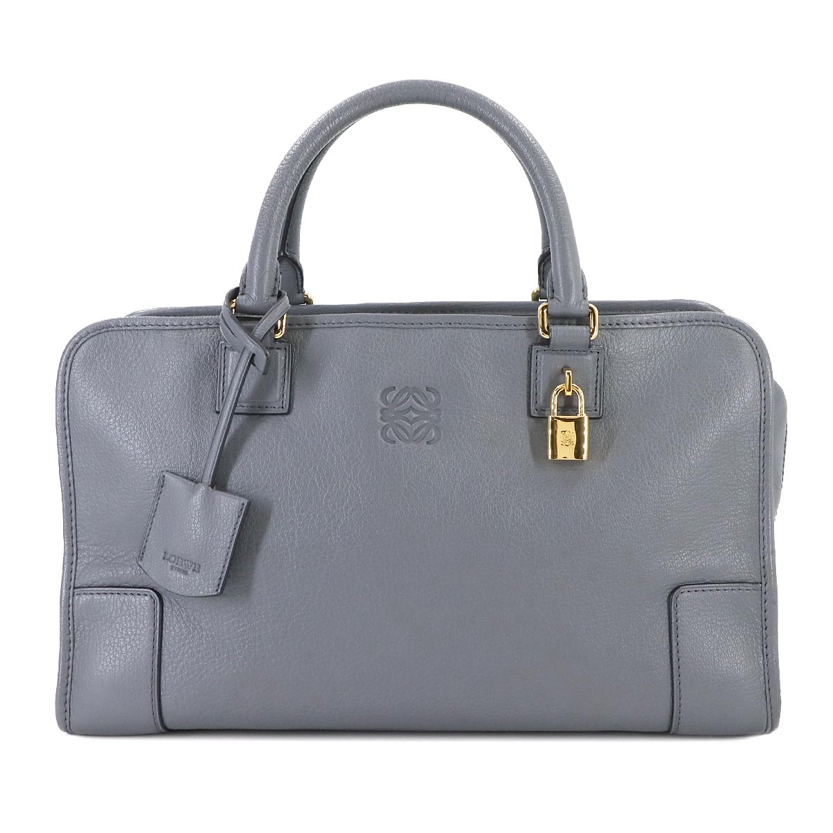 Amazona 36 Hand Bag Leather Gray Anagram Purse